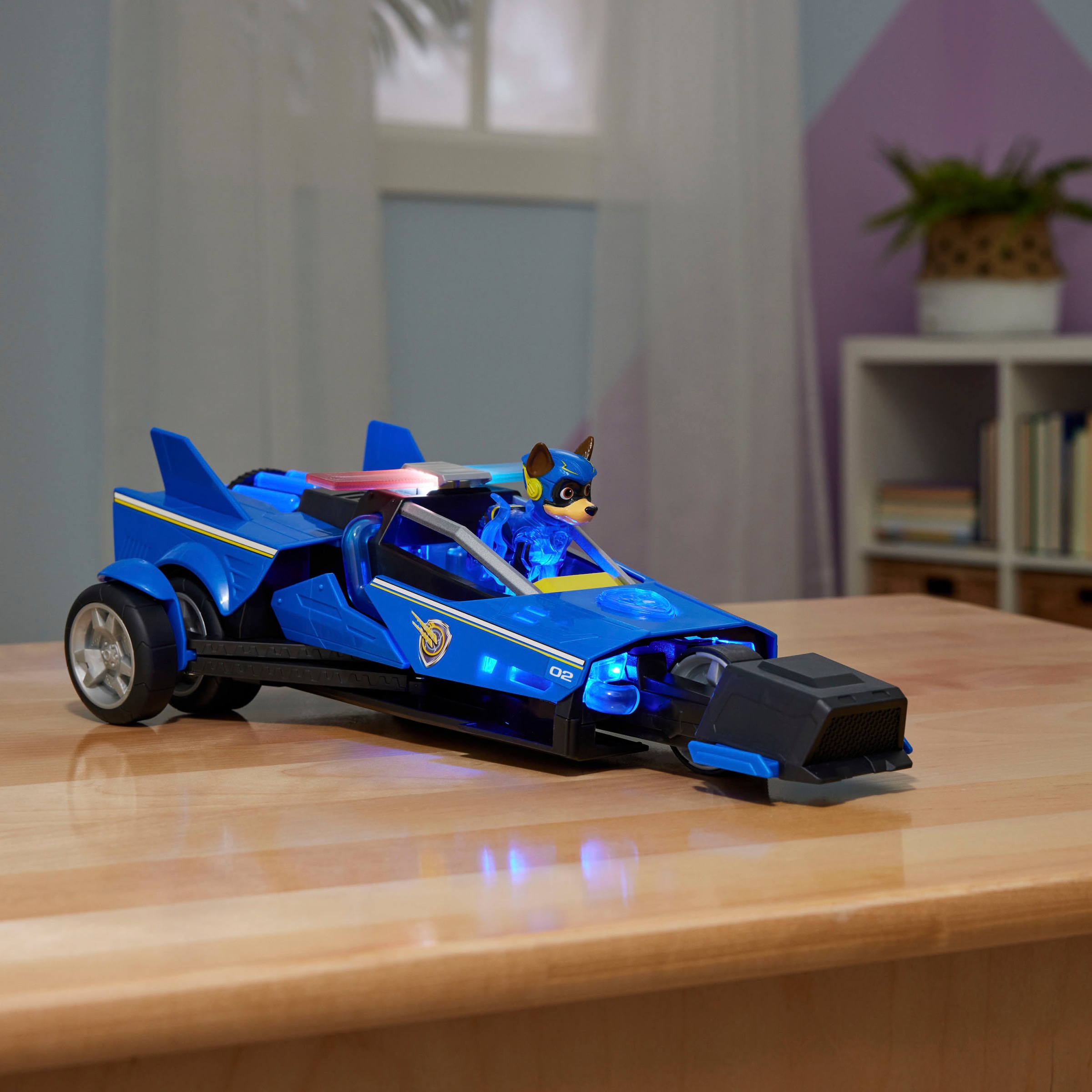 Spin Master Spielzeug-Rennwagen »Paw Patrol - Movie II - Chases Deluxe Raketen-Fahrzeug«, Superhelden-Raketenfahrzeug inkl. Chase Figur