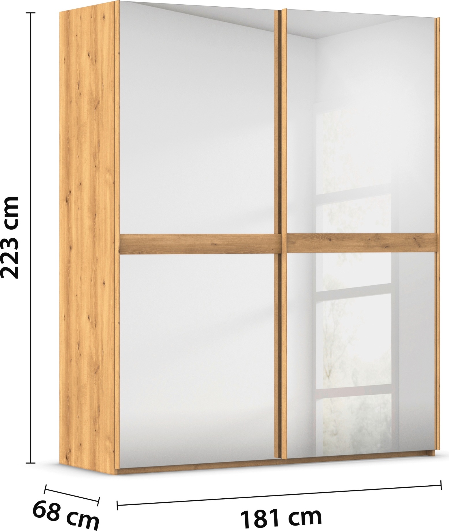 rauch Schwebetürenschrank »Kleiderschrank Schrank Garderobe Schlafzimmerschrank SCALE-LINE« edle Optik mit Bauchbinde in Korpusfarbe Spiegelfront MADE IN GERMANY