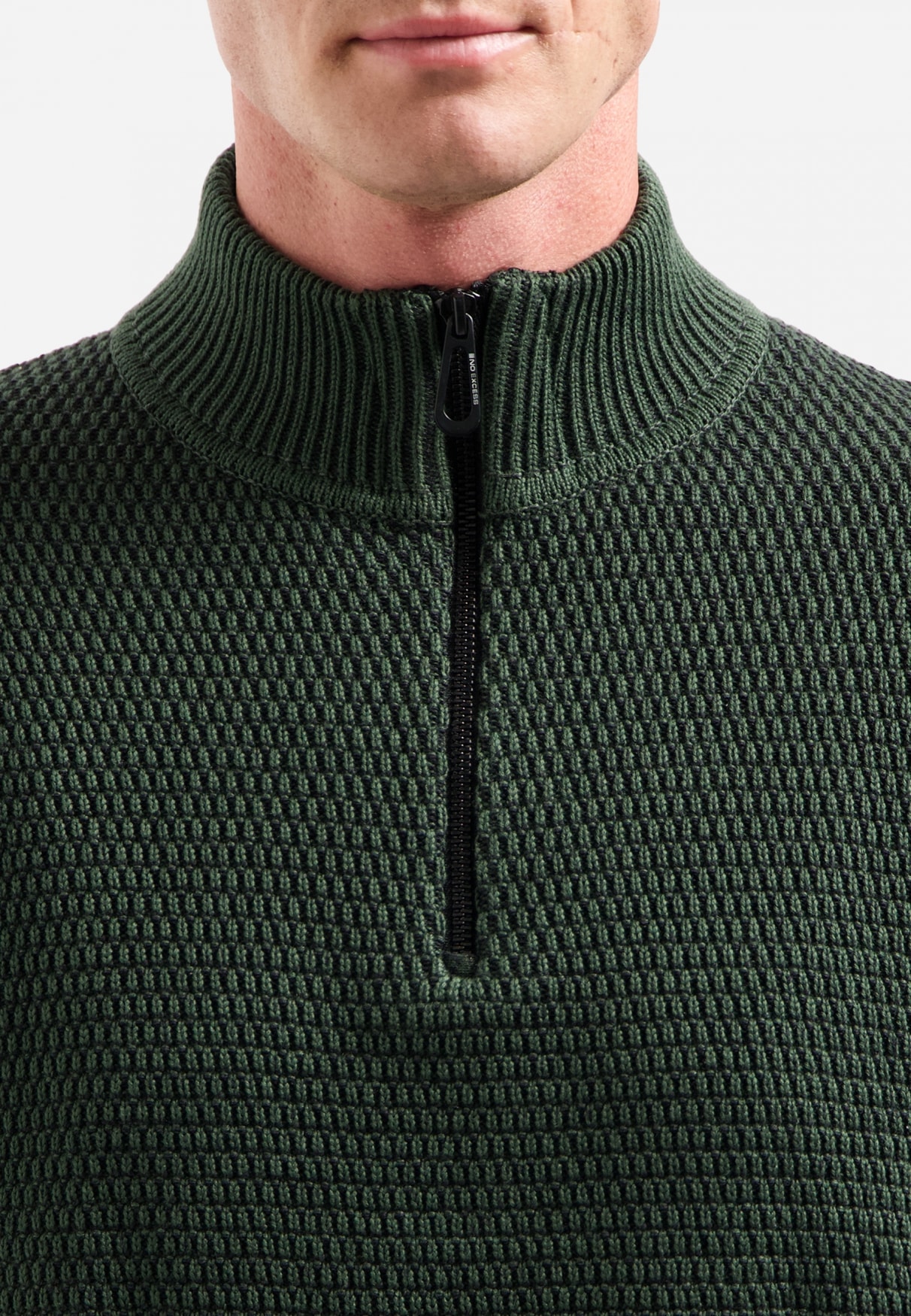 NO EXCESS Stehkragenpullover »No Excess Melierter Half-Zip-Sweater«