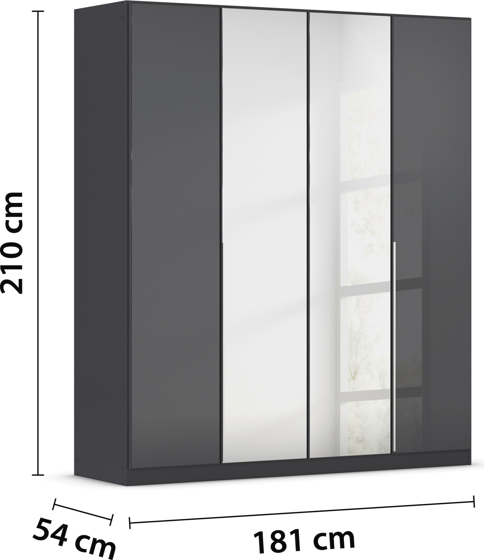 rauch Drehtürenschrank »Kleiderschrank Kleiderschränke Schrank Garderobe AGORDO mit Glasfront«, (in zwei Griff-Farben), durchdachte Innenausstattung, in 6 Breiten und 2 Höhen MADE IN GERMANY
