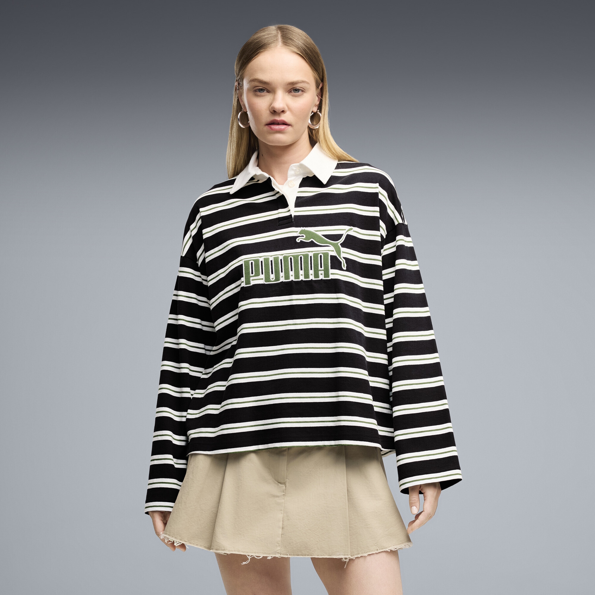 PUMA Poloshirt »Essentials Elevated No.1 Logo Oversized Rugby Polo Damen«