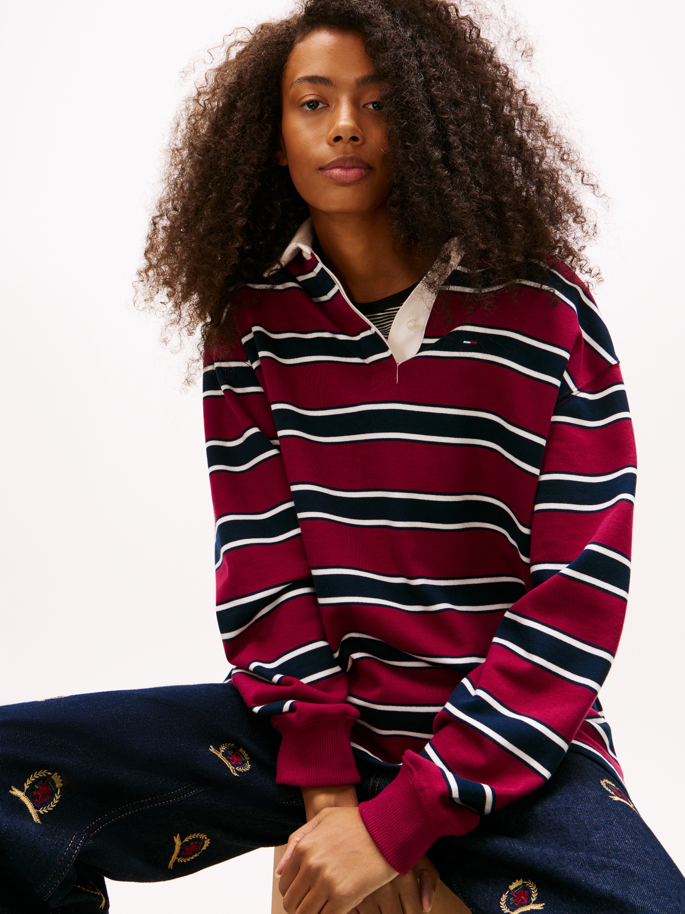 Tommy Jeans Sweatshirt "TJW RLX S-FLAG STRIPE RUGBY EXT" günstig online kaufen