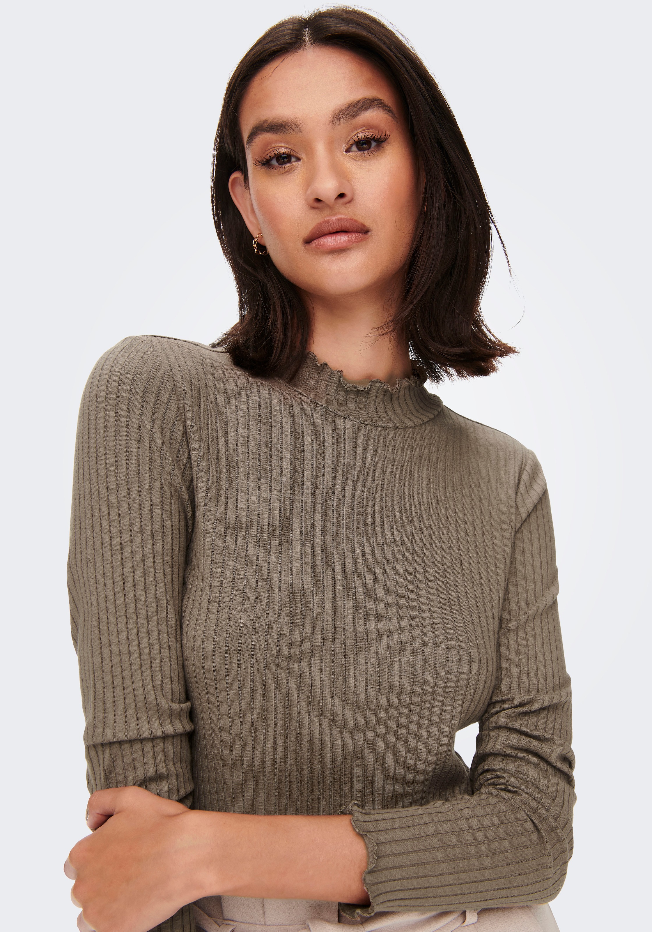 JDY "JDYFRANSISKA L/S HIGHNECK TOP JRS NOOS" mit gewellten Säumen günstig online kaufen