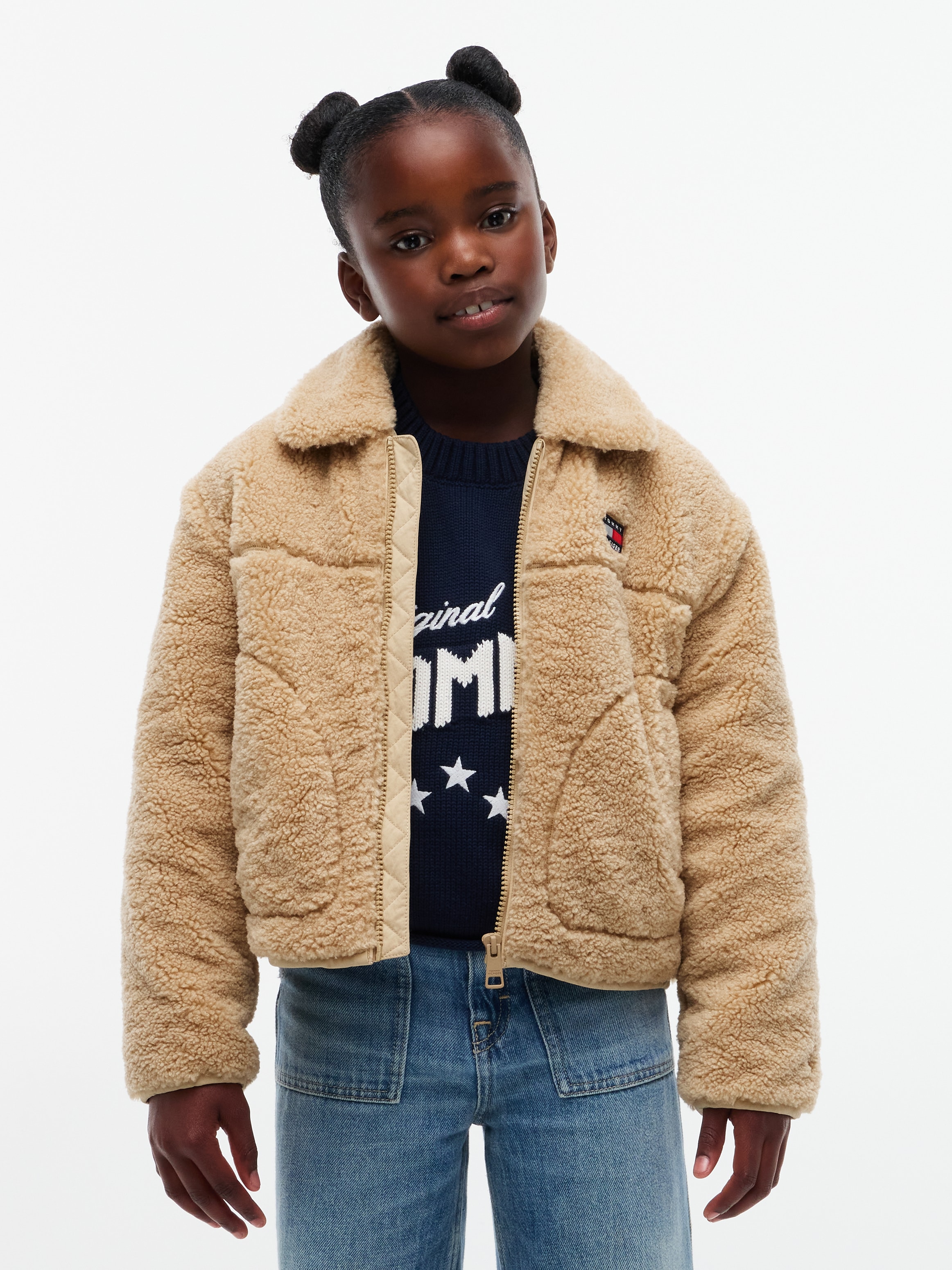 Tommy Hilfiger Plüschjacke "TEDDY JACKET" Plüschqualität, Regular Fit, Kinder bis 16 Jahre