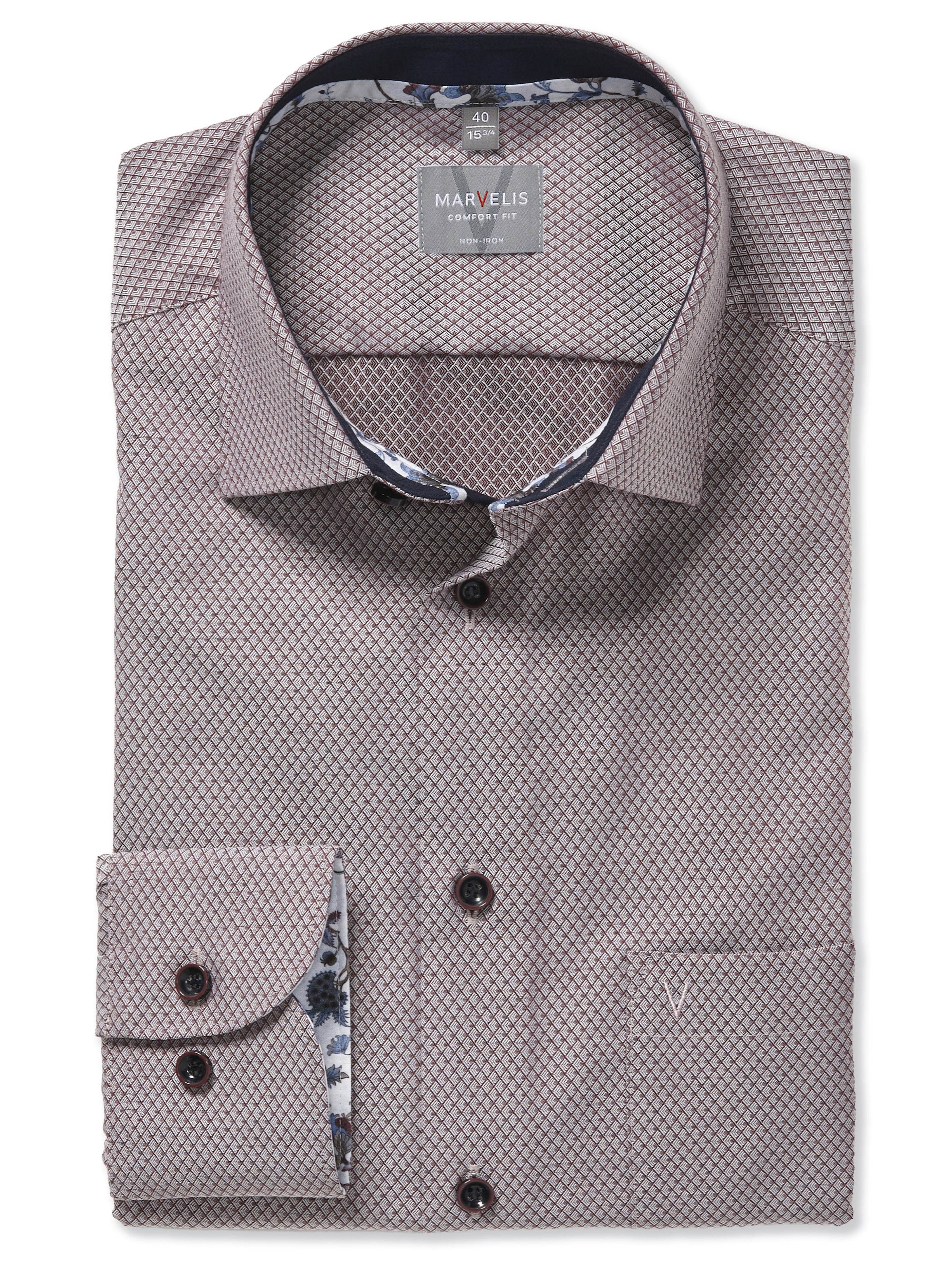 MARVELIS Langarmhemd Businesshemd, New-Kentkragen, comfort fit