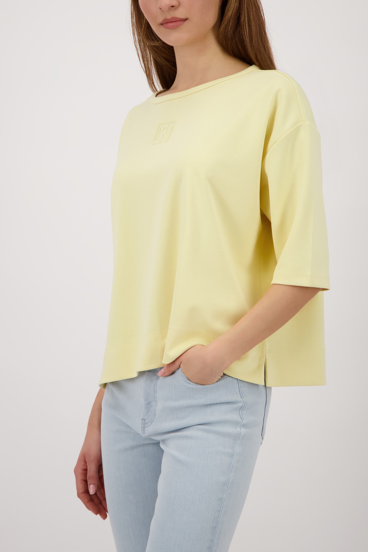 Monari Sweatshirt "Sweatshirt Basic Prägedruck", Relaxed fit mit Präge-Embl günstig online kaufen