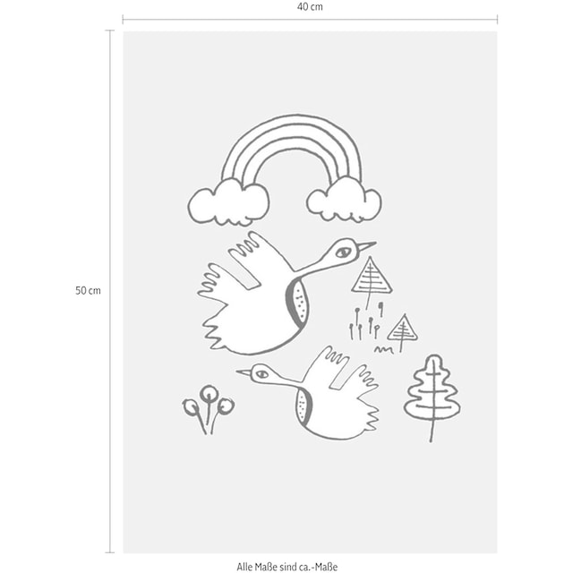 Komar Poster »Scribble Birdy«, Tiere, (1 St.), Kinderzimmer, Schlafzimmer,  Wohnzimmer | BAUR