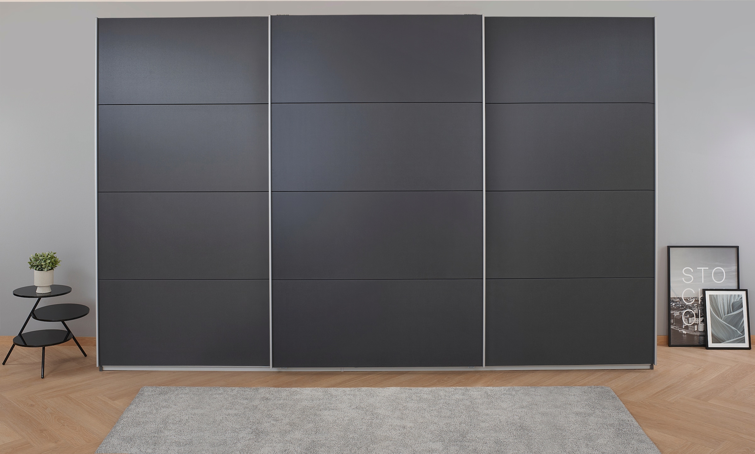 rauch Schwebetürenschrank »Kleiderschrank Schrank Garderobe KOLUNA mit Dekor-Front«, inkl. 2 Innenschubladen sowie extra Einlegeböden MADE IN GERMANY