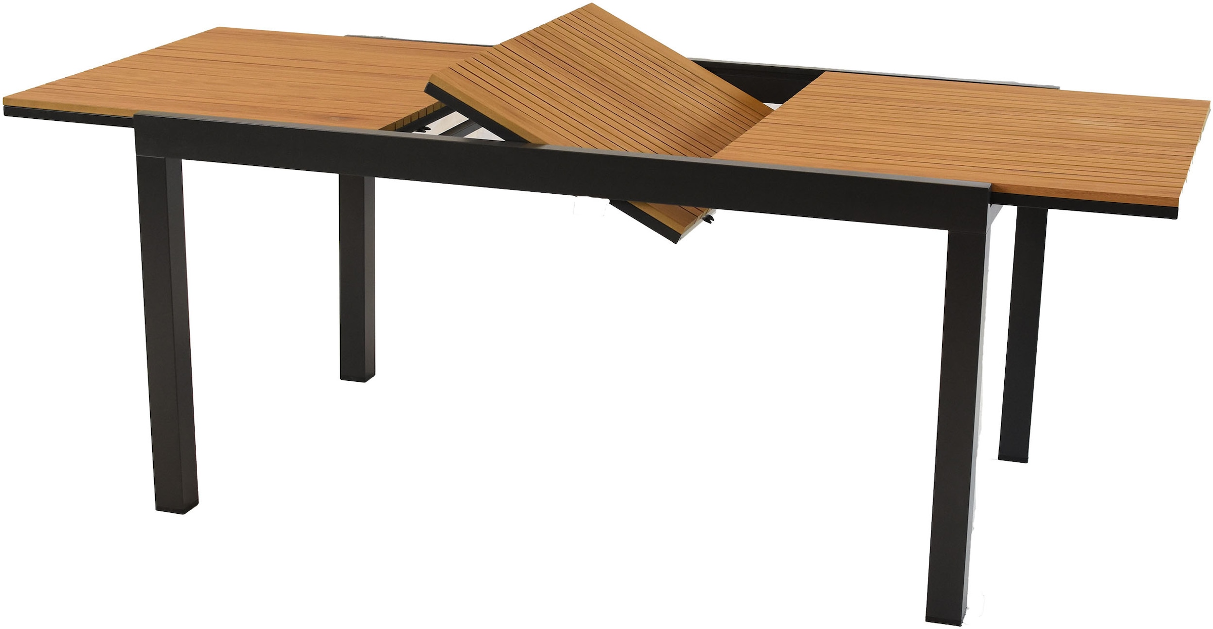 MERXX Garten-Essgruppe »»Verona««, (Set, 5 tlg.), Armlehnen, Rückenabschluss und Tischplatte aus Kunststoff in Holzoptik