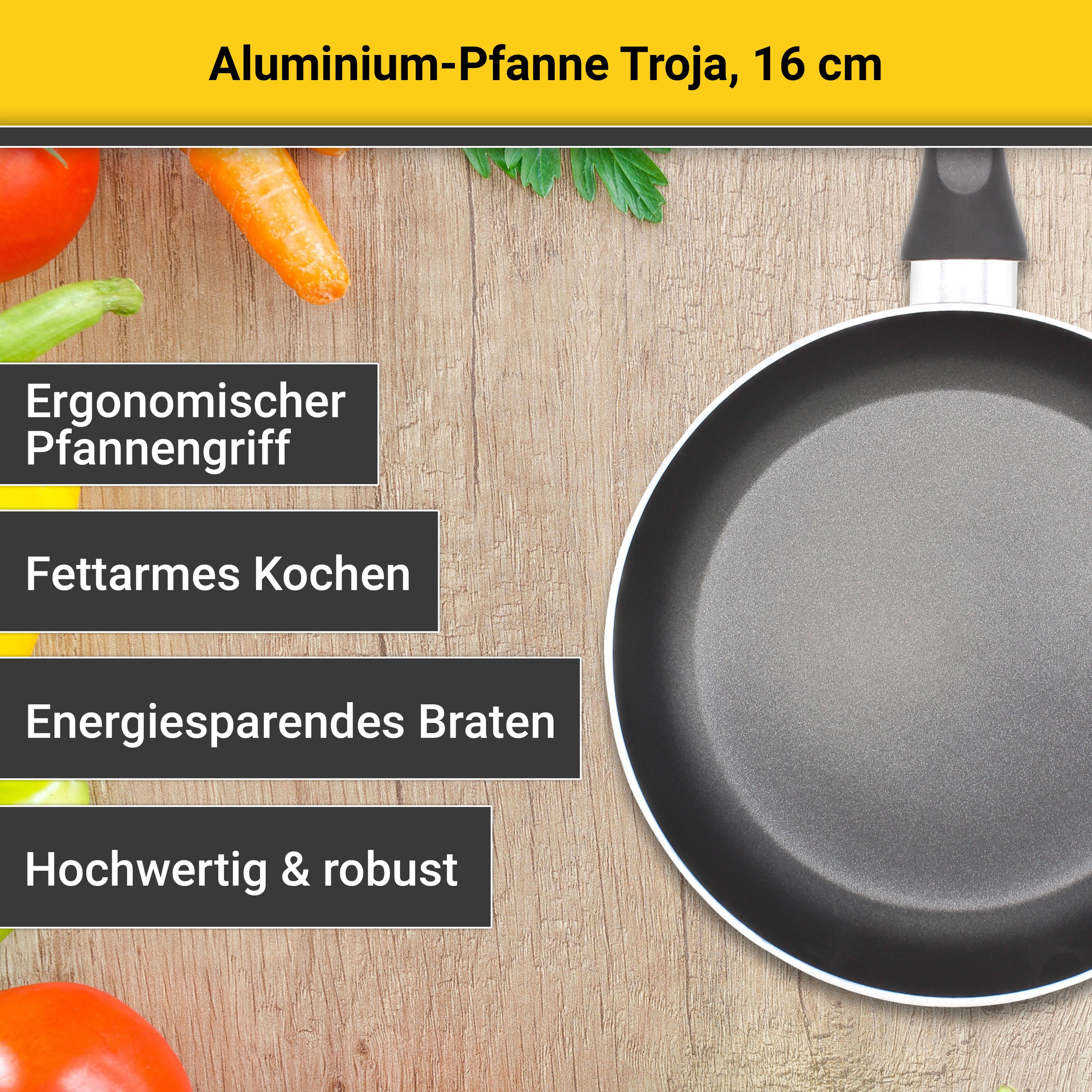 Krüger Bratpfanne »Troja«, Aluminium, (1 tlg.), für Induktions-Kochfelder geeignet