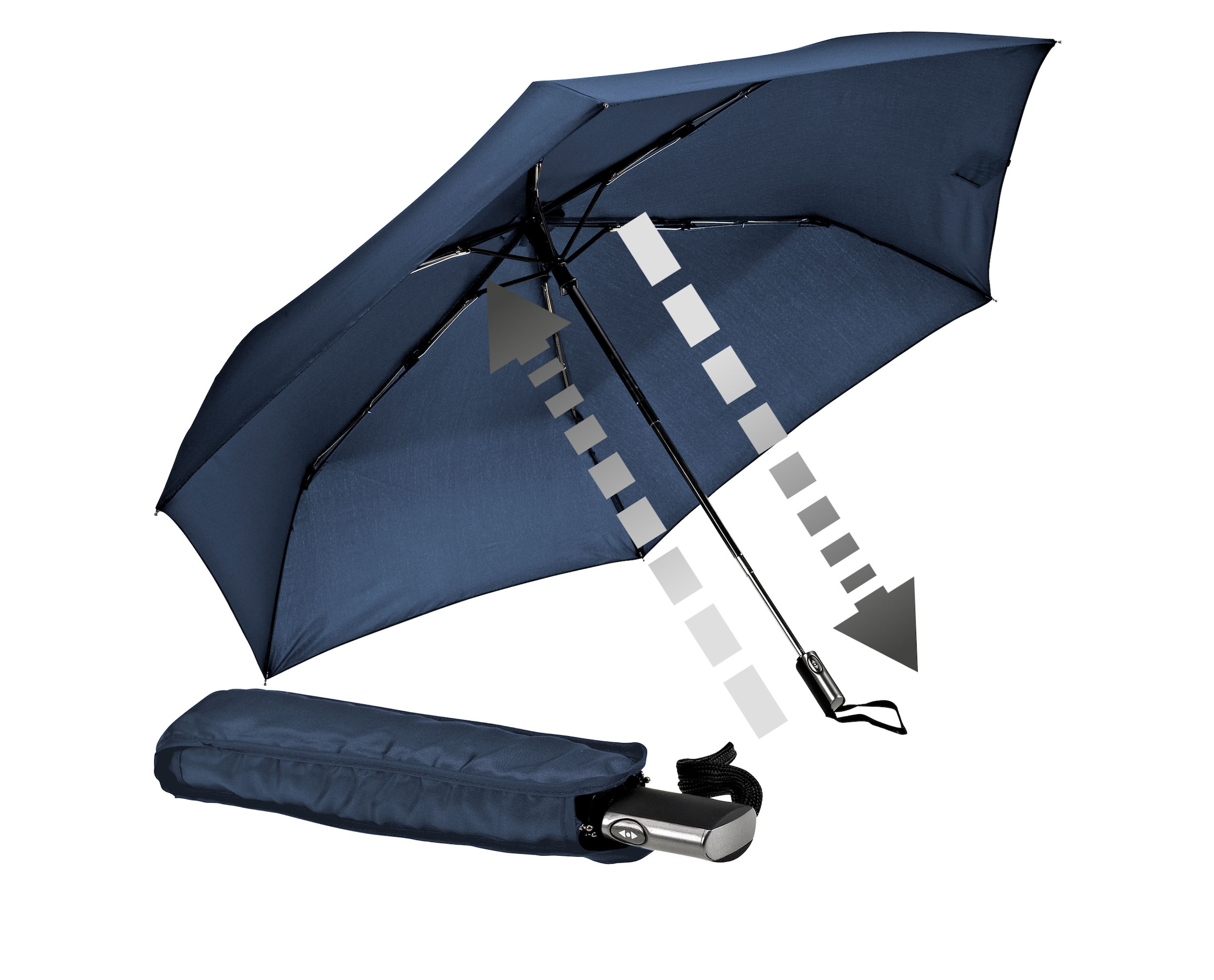Taschenregenschirm »Automatik 3224, marineblau«, besonders leicht, extra flach, mit...