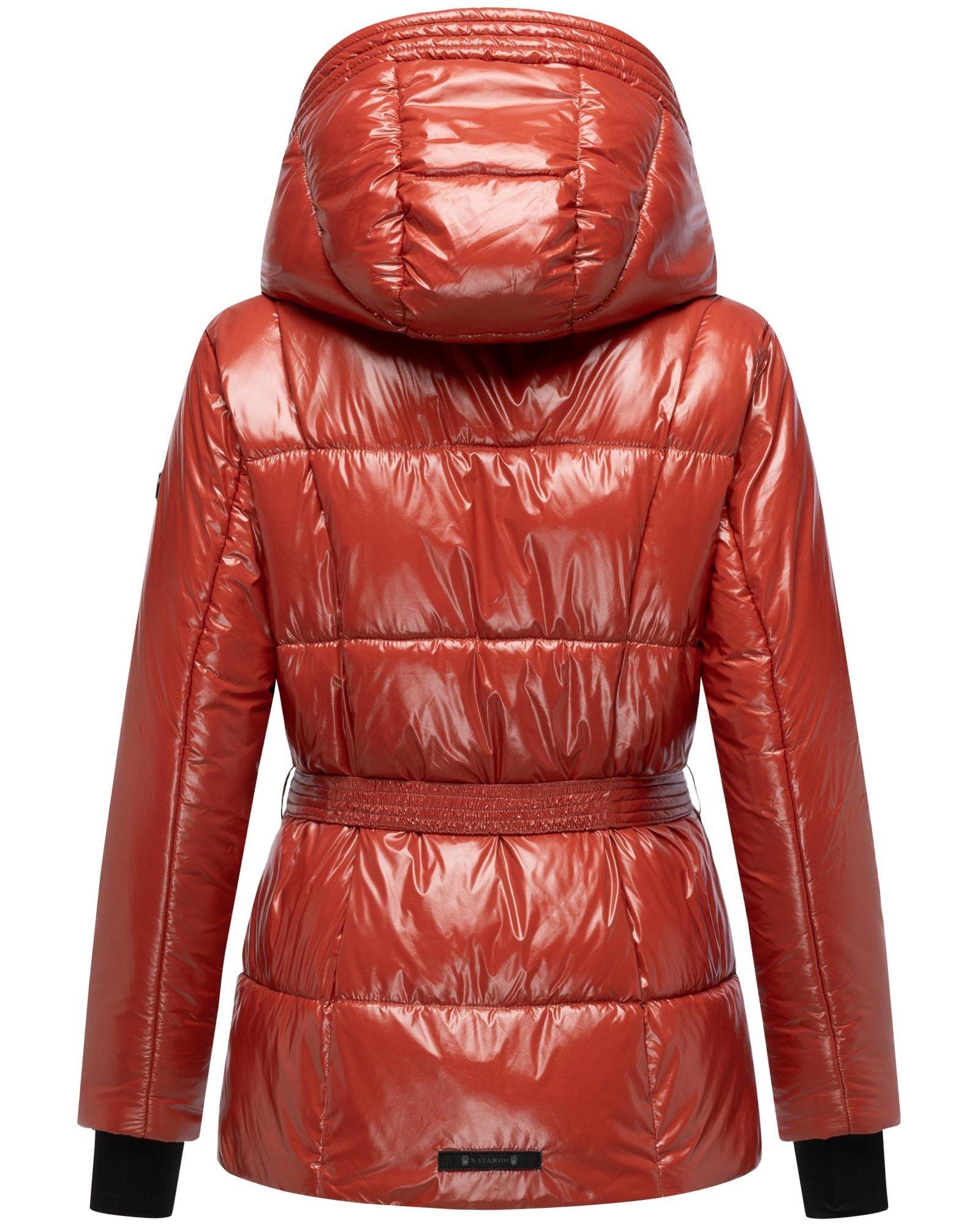 Navahoo Steppjacke »Eisglanz 14« mit Kapuze Glänzende Damen Winterjacke mit Taillengürtel