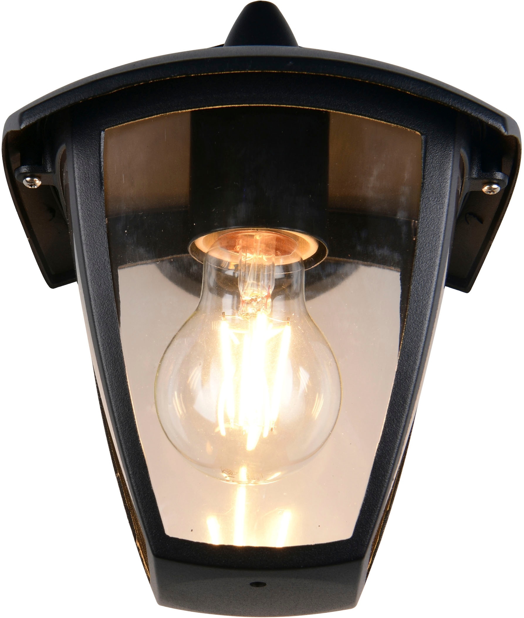 TRIO Leuchten Außen-Wandleuchte »VENTA, Laterne Hauswand Fassadenbeleuchtung, exkl 1x E27 max 10W, IP44«, 1 flammig, Leuchtmittel E27 | Leuchtmittel wechselbar, Wandlampe Laternen-Optik, abwärts gerichtet, Schirm Kunststoff