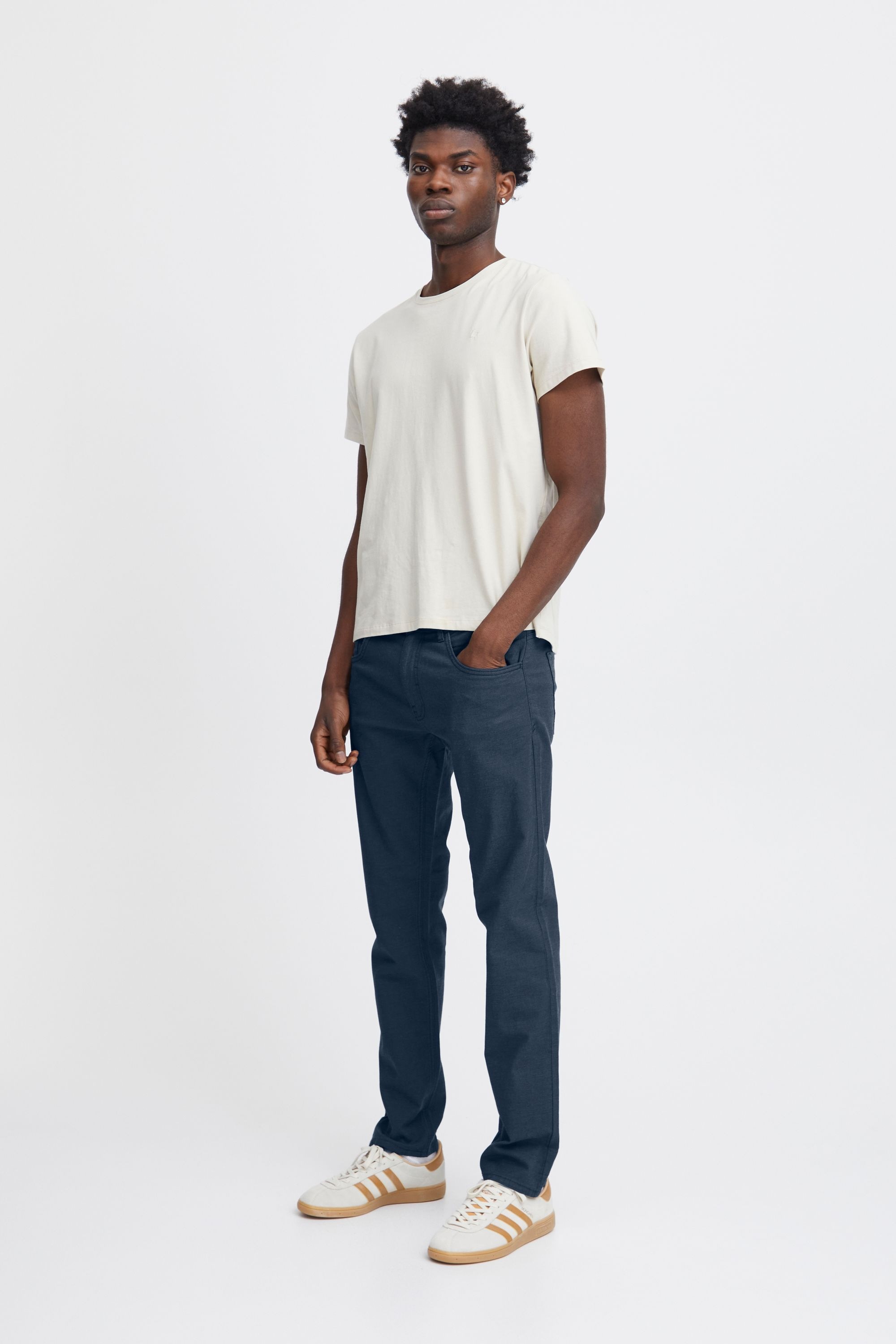 Stoffhose BLEND "BHEdford pants", Herren, Gr. 30, Länge 32, blau (marineblaus), Web, Obermaterial: 98% Baumwolle, 2% Elasthan, unifarben, regular fit knöchellang, Hosen Stoffhose 5
