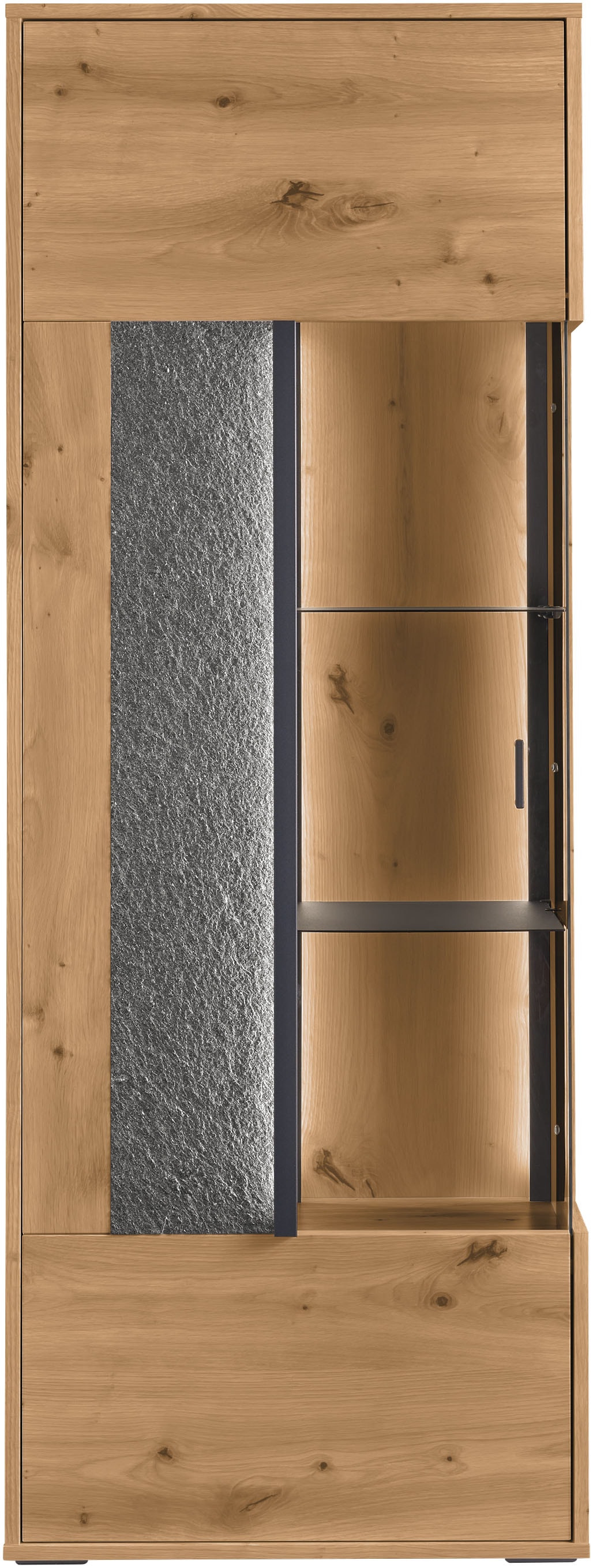 set one by Musterring Vitrine »Deltona«, mit Sandsteinelement, inkl. Beleuchtung, zwei Farben, B64 x H170 cm