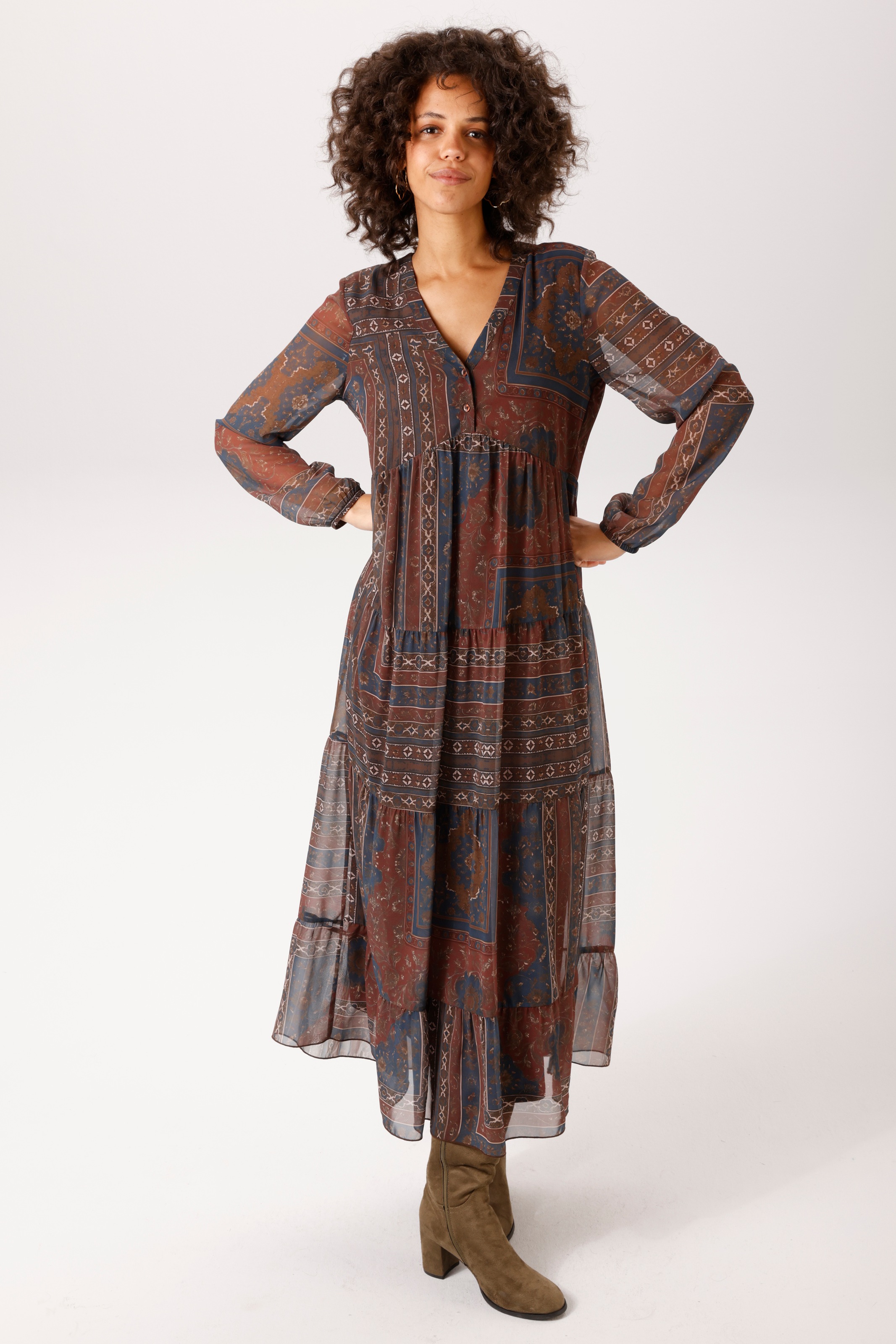 Aniston CASUAL Maxikleid im Folklore-Look - jedes Teil ein Unikat - NEUE KOLLEKTION