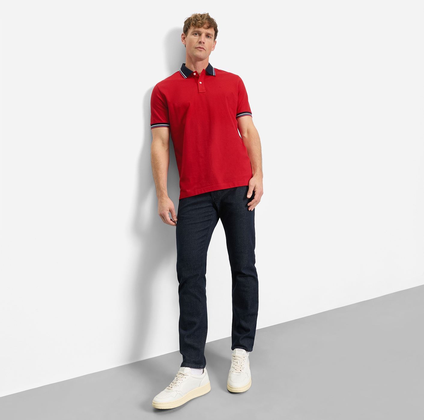 OLYMP Poloshirt »Casual« farbliche Kontrast-Details