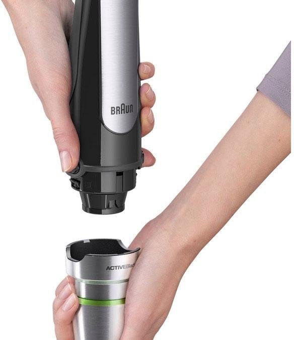 Braun Stabmixer »MQ7025X MultiQuick 7«, 1000 W, mit Schneebesen, 350ml Zerkleinerer, 600ml Mixbecher