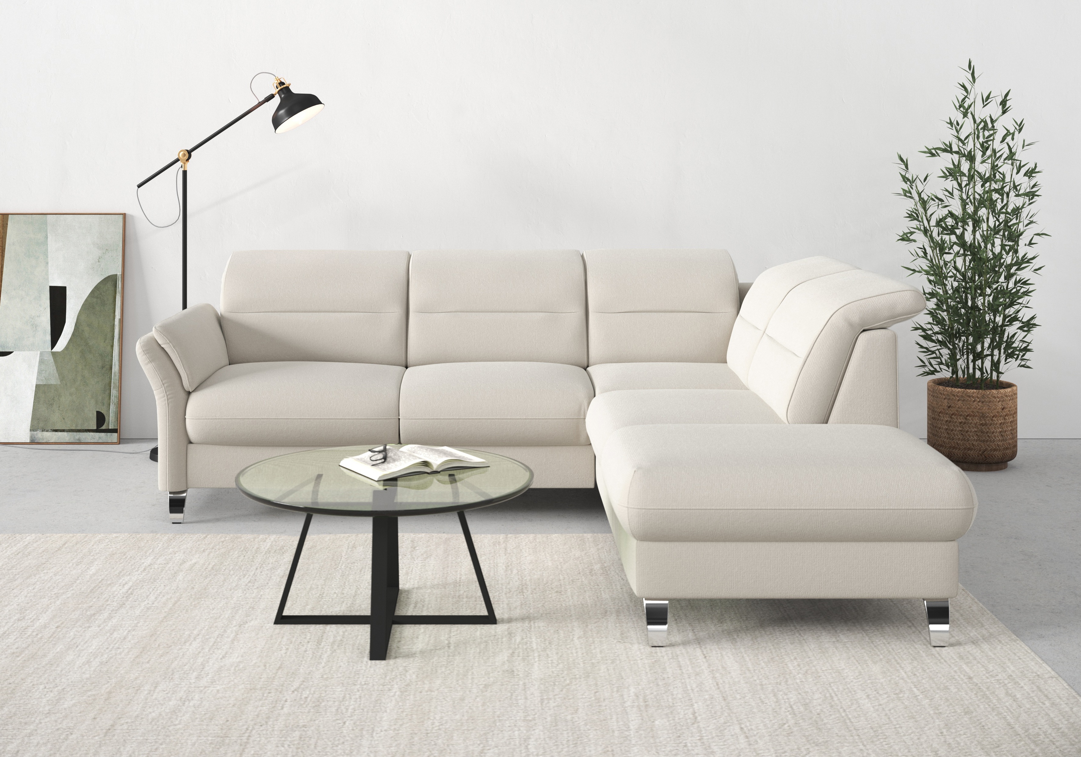 Thumbnail - sit&more Ecksofa "Grenoble L-Form mit Federkern", wahlweise mit Bettfunktion, Bettkasten, Arm- und Kopfteilverstellung