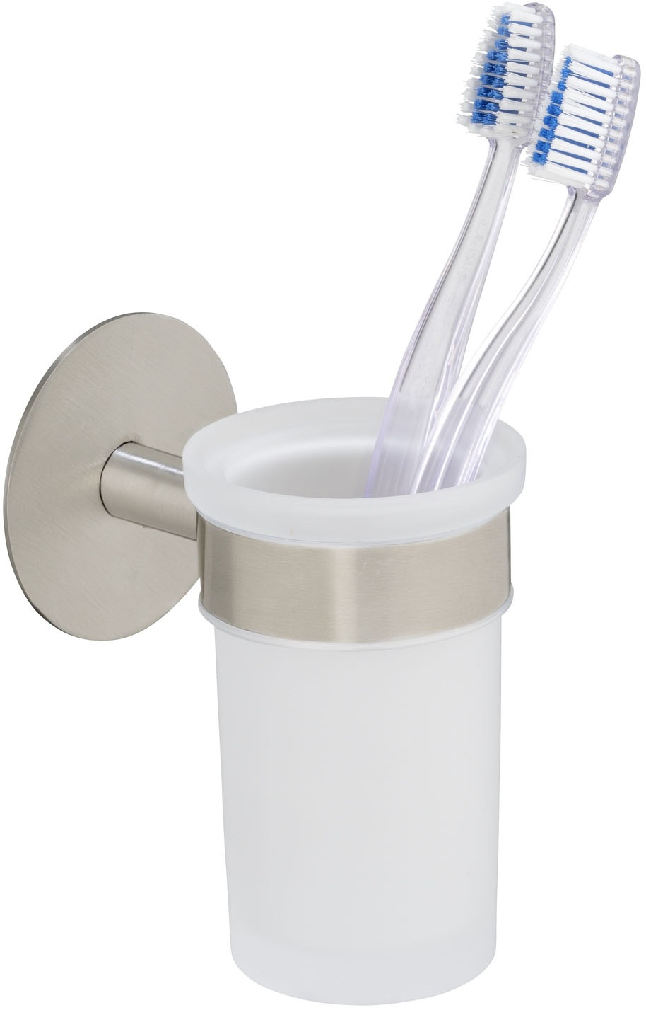 SCHÖNER WOHNEN-Kollektion Zahnputzbecherhalter »»Uno Meleto««, aus Edelstahl, satinierter Glaseinsatz, zum Kleben oder Bohren