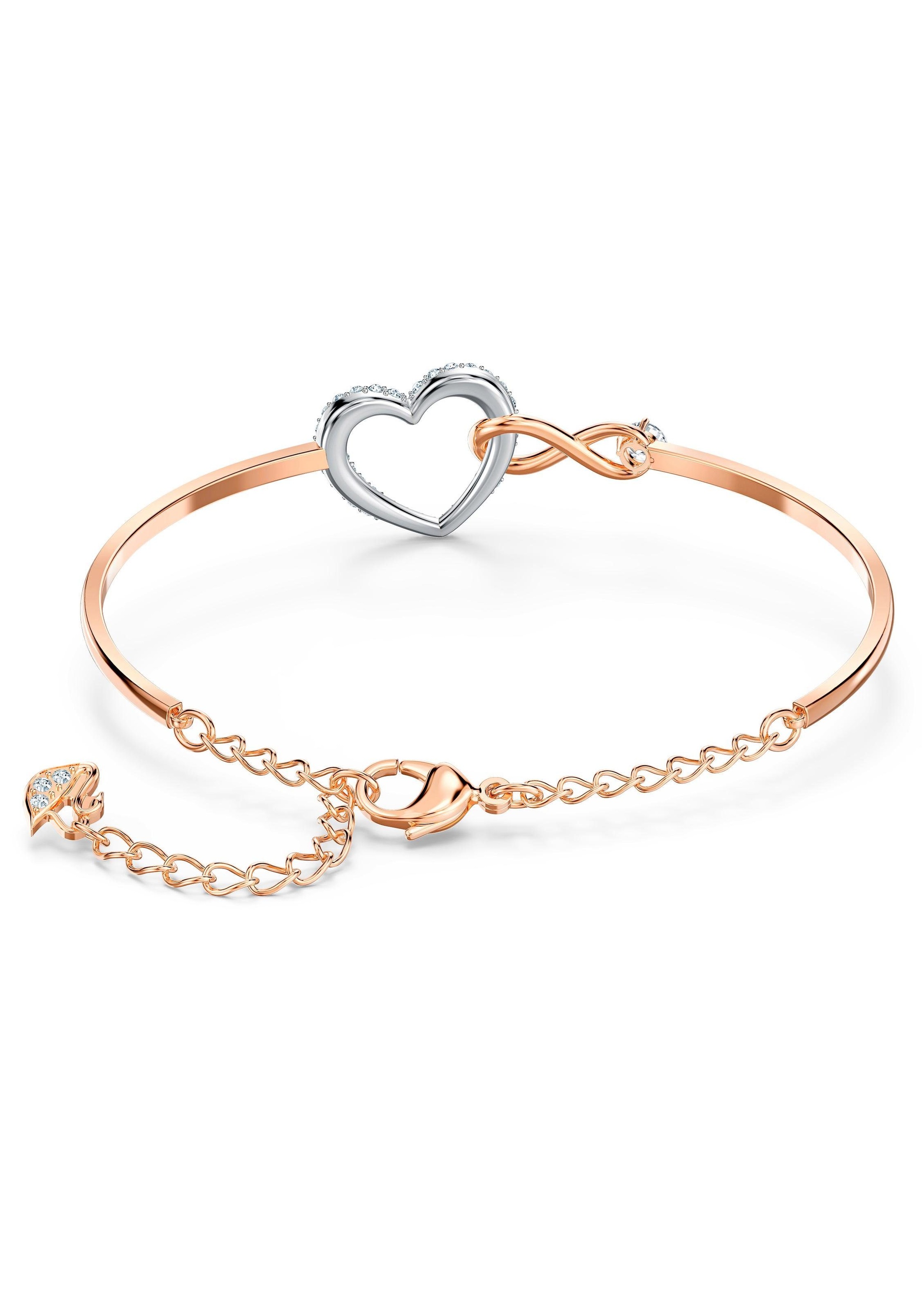 Swarovski Armreif »Herz/Unendlichkeitsschleife, Infinity Heart, weiss, Metallmix, 5518869«, mit Swarovski® Kristall