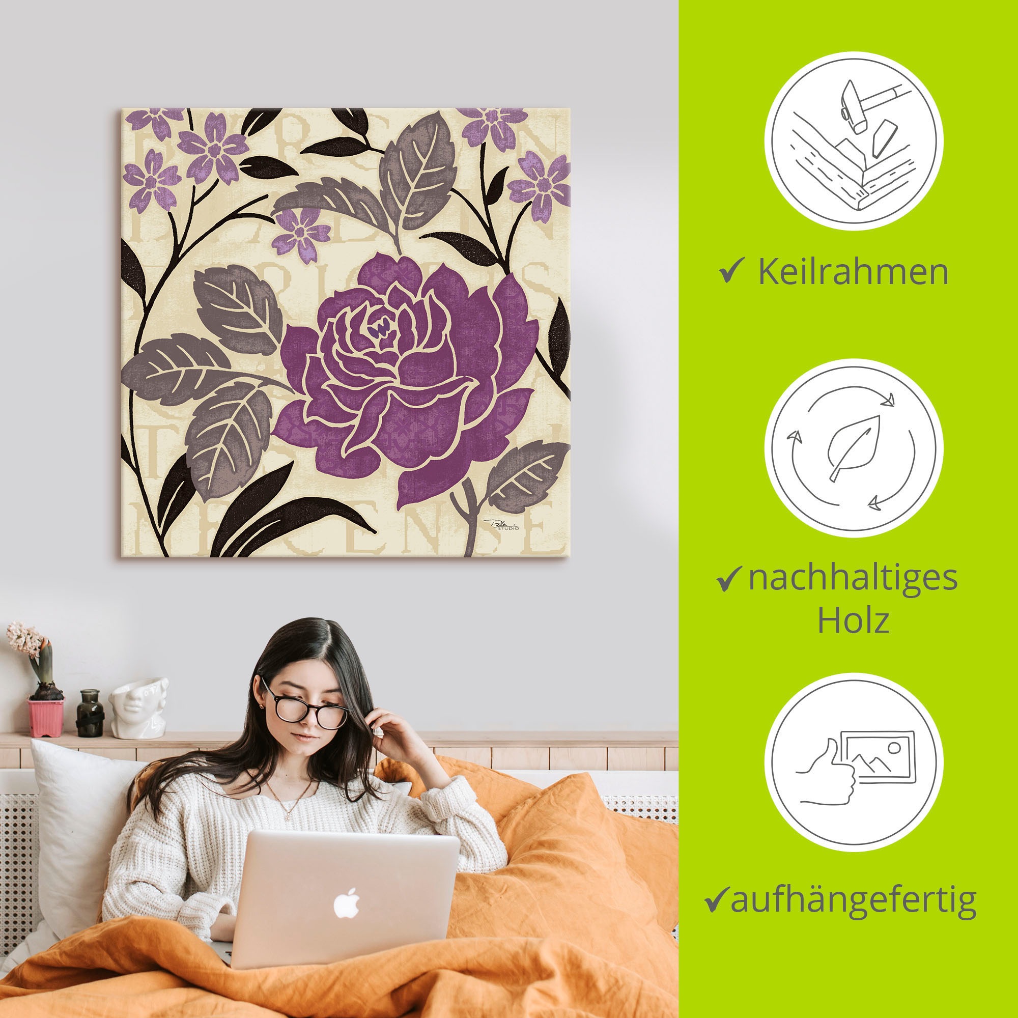 Artland Leinwandbild »Perfekte Blütenblätter II«, Blumen, (1 St.), auf Keilrahmen gespannt