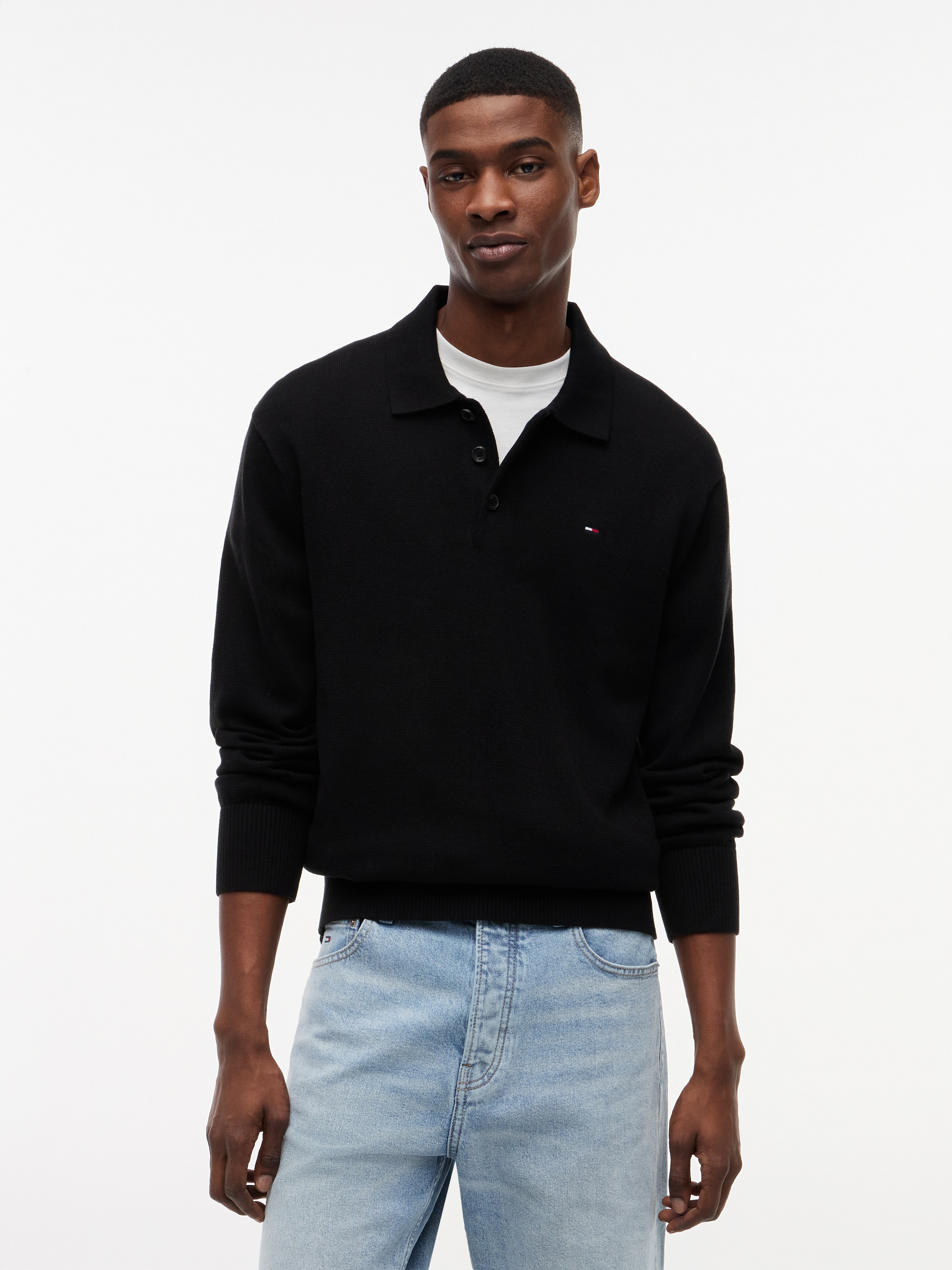 Tommy Jeans Polokragenpullover »TJM SLIM ESSENTIAL POLO SWEATER« mit Logostickerei