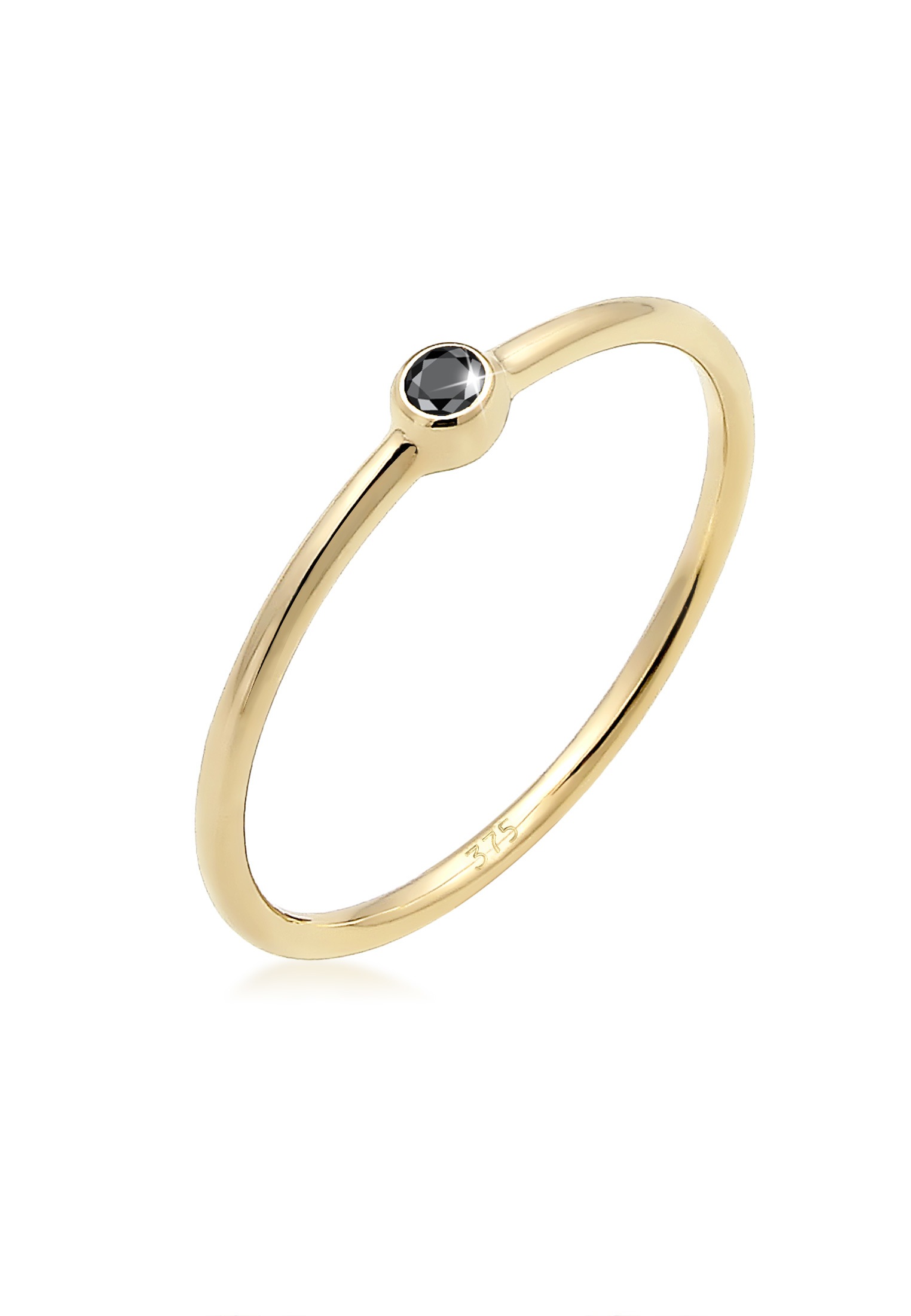 Verlobungsring »Solitär Schwarzer Diamant (0.03 ct) 375er Gelbgold«