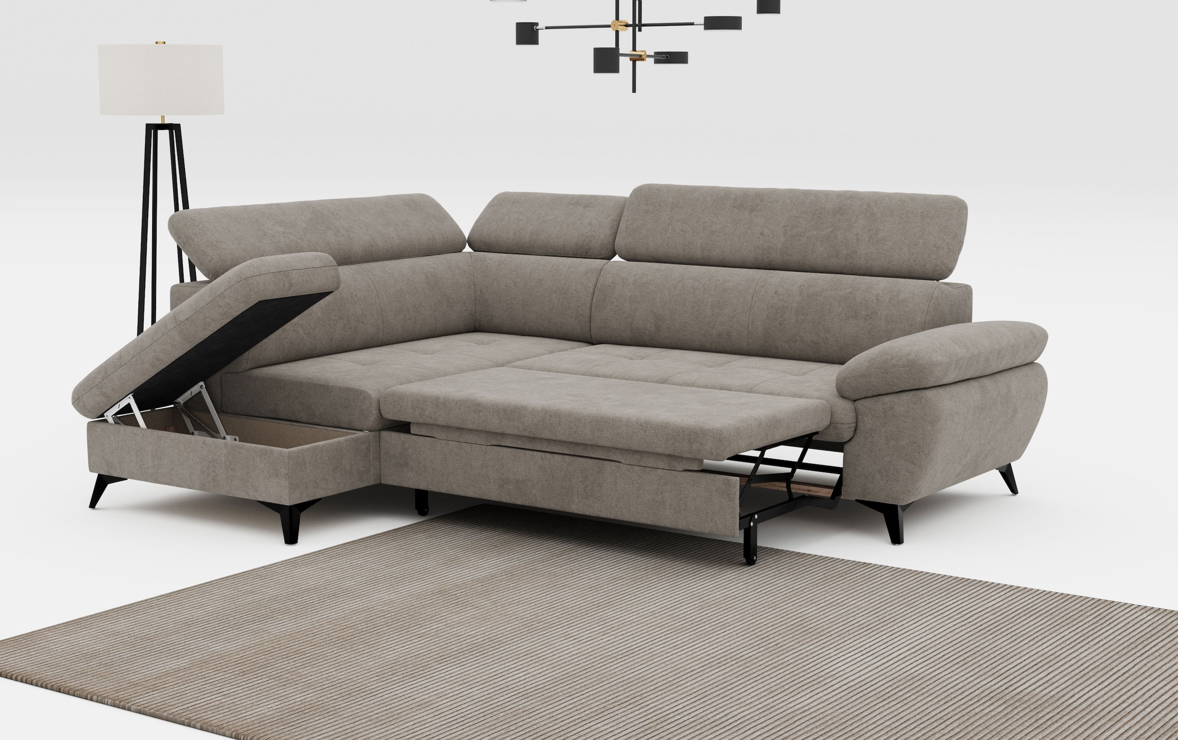 COTTA Ecksofa »Hudson L-Form«, mit Kopfteilverstellung, wahlweise mit Bettfunktion & Bettkasten