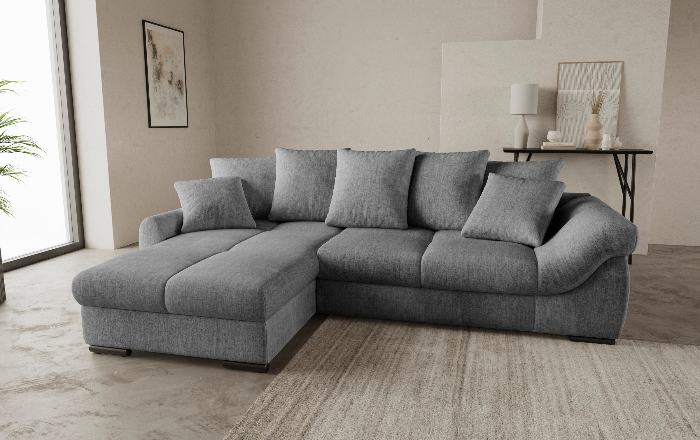 Mr. Couch Ecksofa "Livorno L-Form", inkl. Hochschläfer-Bettauszug, XL-Bettk günstig online kaufen
