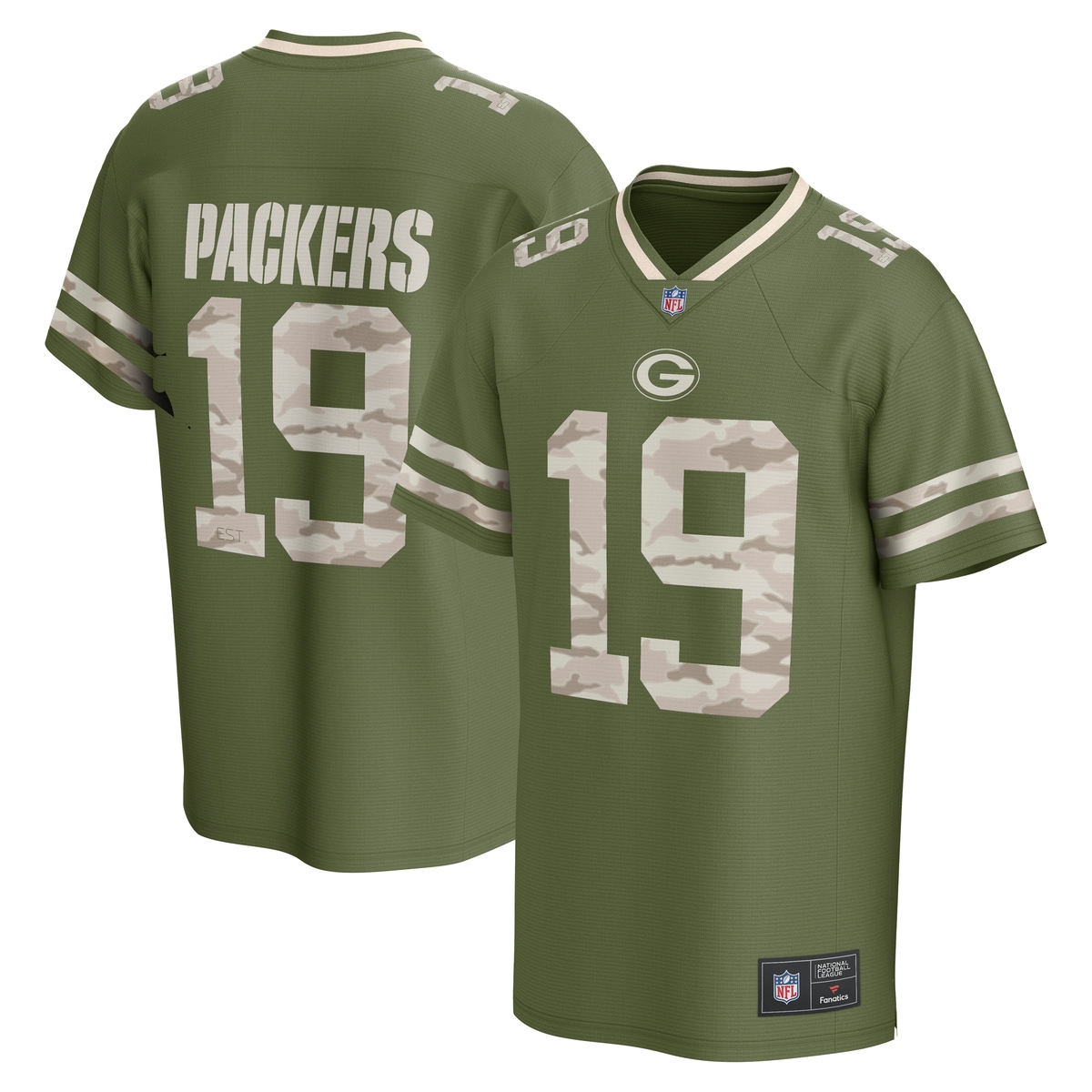 FANATICS Kinder Footballtrikot "Fanatics Trikot Green Bay Packers CAMO Foundation", grün, Gr. L, 100% Polyester, Trikots