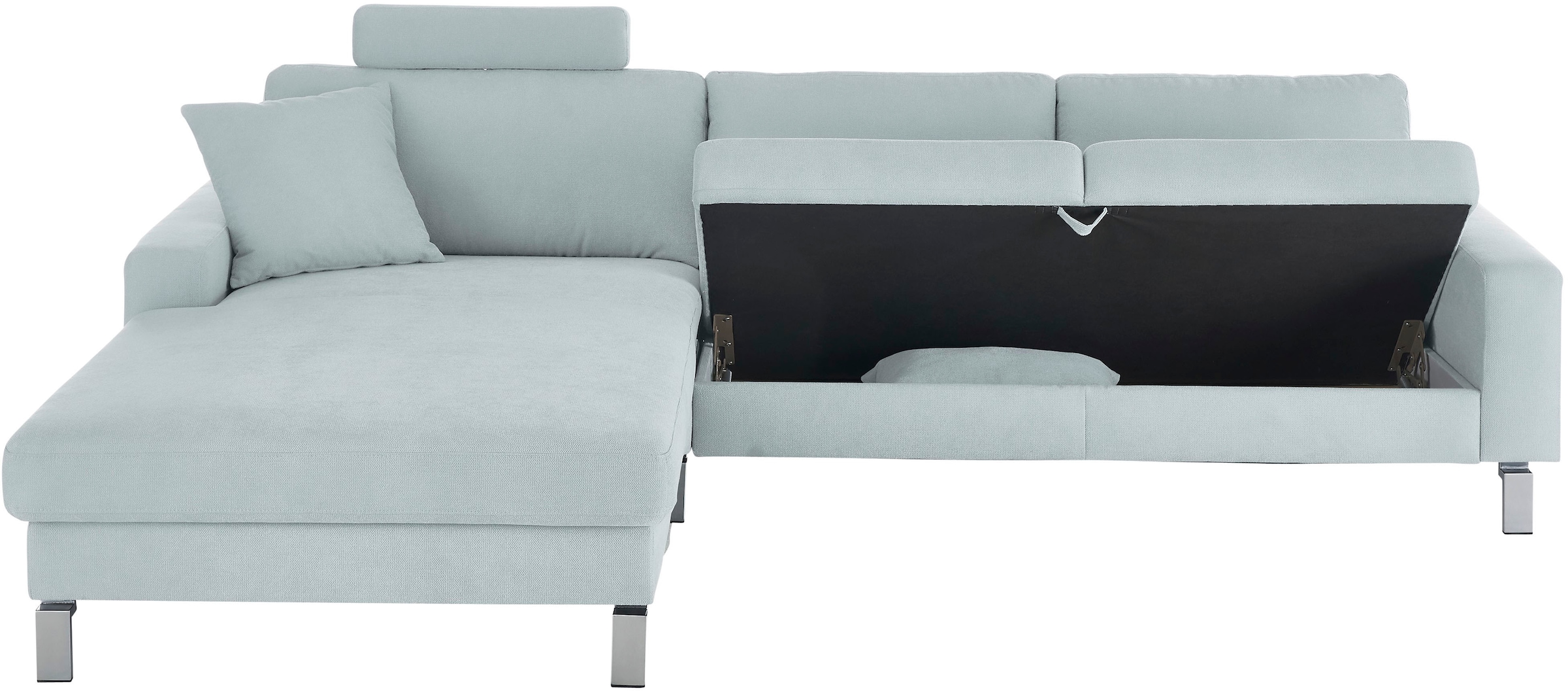 3C Candy Ecksofa »Lecce, wahlweise PUR-Schaumstoff oder Tonnentaschenfederkern«, Bett im 2,5-Sitzer, teilmotorische Schlaffunktion im Longchair, L-Form