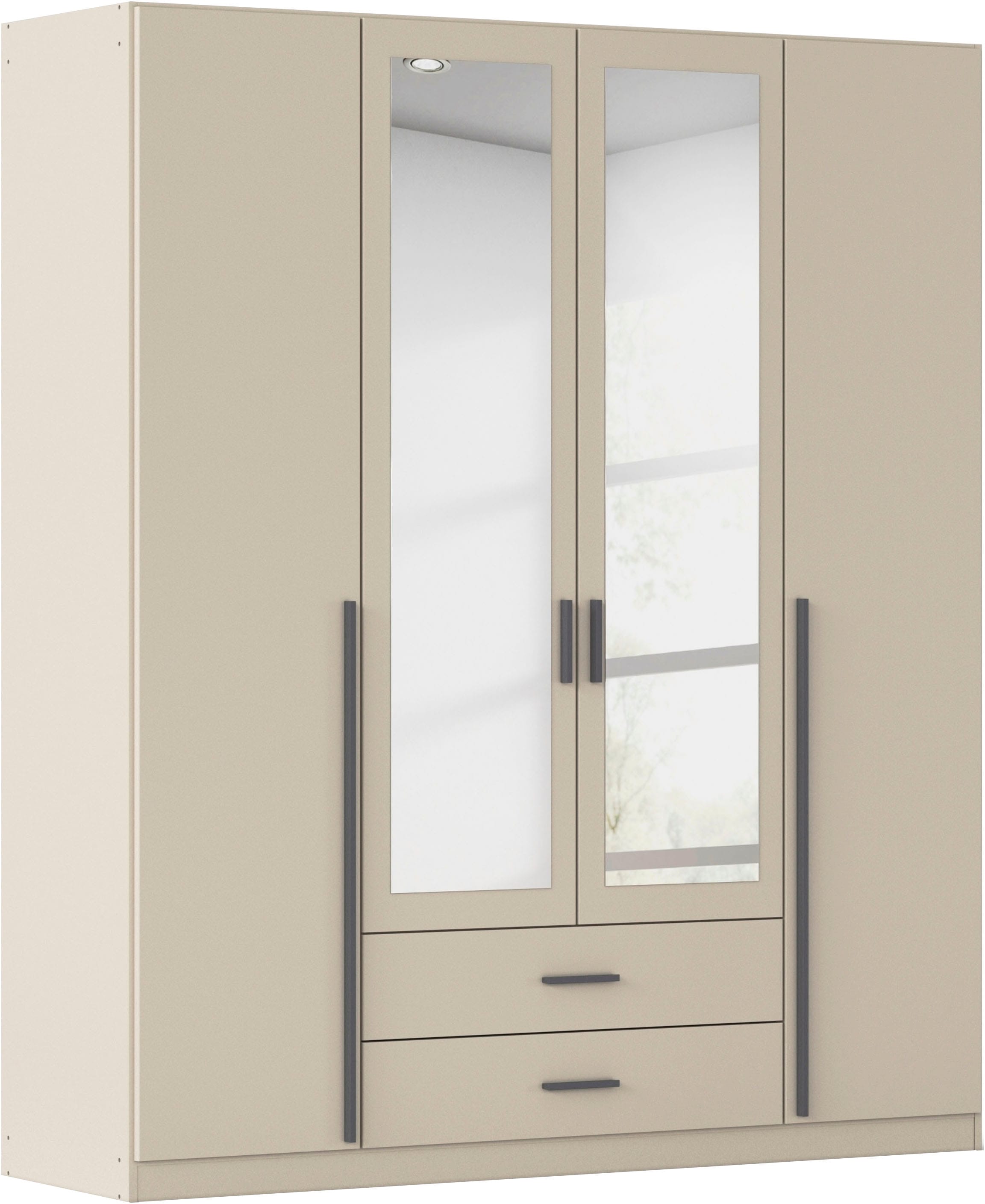 rauch Kleiderschrank "Schrank Garderobe Ankleide GAMMA Breiten 91/136/181/226/271/315/360 cm" in 3 Ausstattungen BASIC/CLASSIC/PREMIUM (inkl. SOFT-CLOSE-Funktion), verschiedene Griff-Varianten, mit Spiegel TOPSELLER MADE IN GERMANY