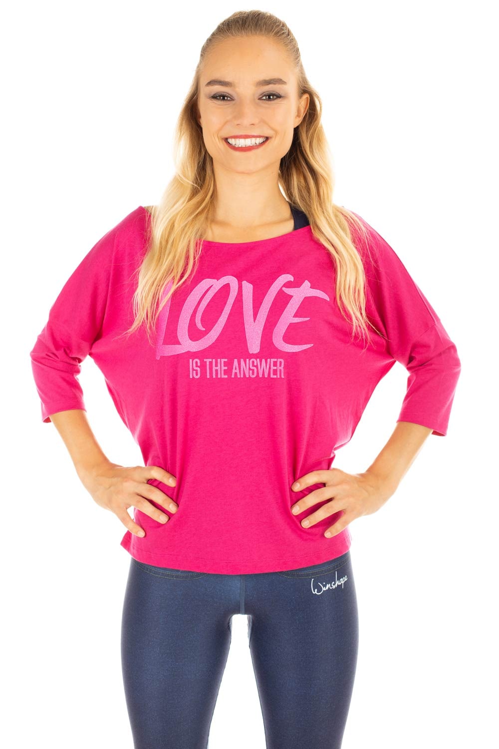 Winshape 3/4-Arm-Shirt online »MCS001 BAUR Glitzer- | leicht«, kaufen Aufdruck ultra pinkem mit neon
