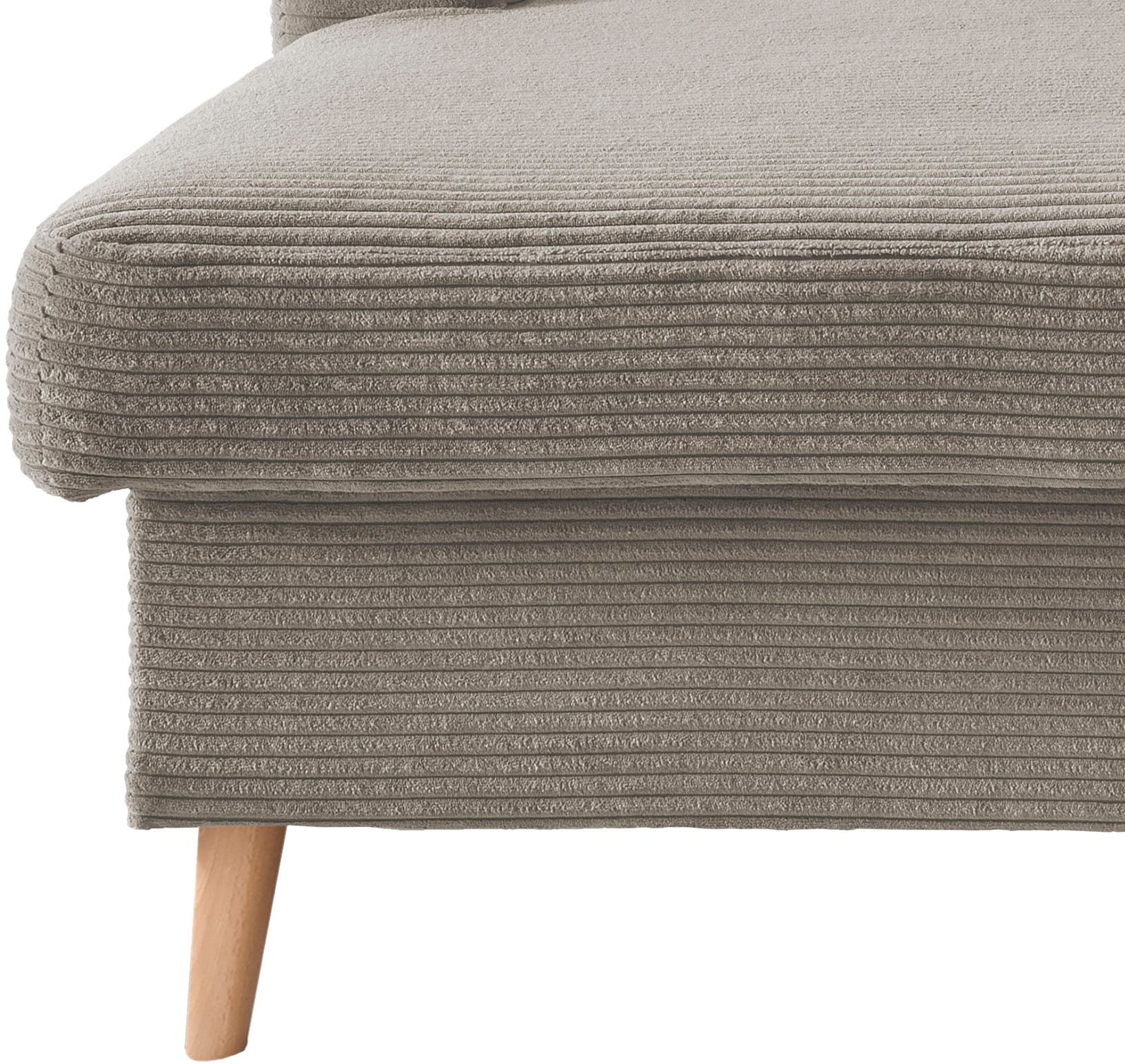 INOSIGN Ecksofa »Valentina L-Form«, 2 Zierkissen, mit Seitentasche, ausziehbarer Liegefläche, Bettkasten
