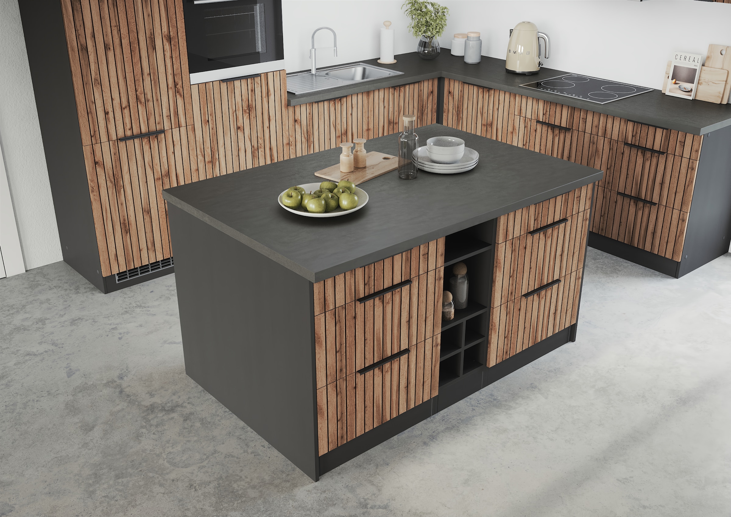 KOCHSTATION Kücheninsel »KS-Lagos«, Kücheninsel 153/100 cm, mit höhenverstellbaren Möbelfüßen