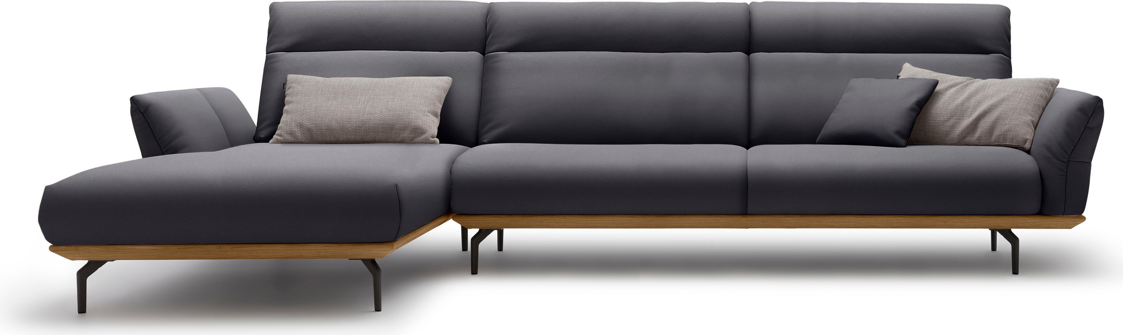 Creation BY ROLF BENZ Ecksofa "CR.460 Designsofa mit erstklassigem Sitzkomfort" Sockel in Nussbaum, Winkelfüße in Umbragrau, Breite 338 cm