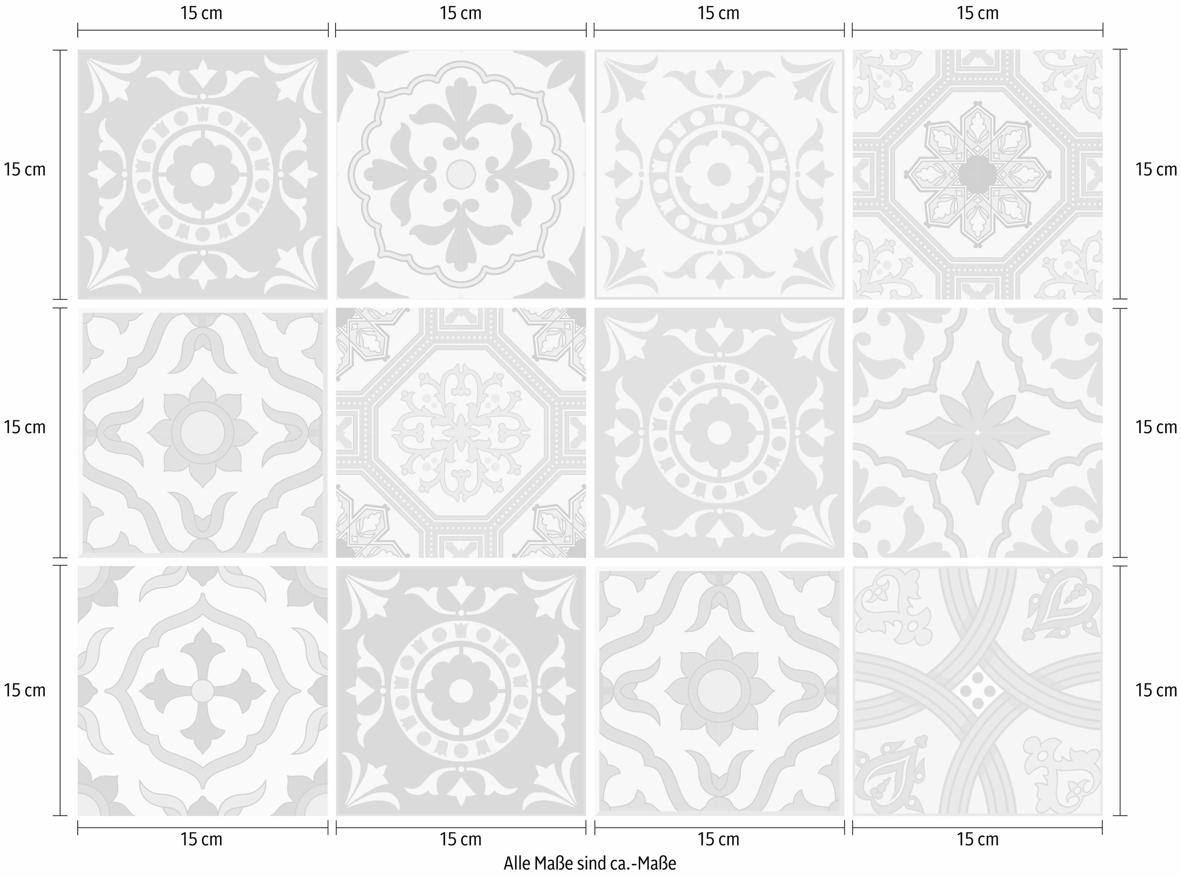 Thumbnail - Home affaire Fliesenaufkleber "Ornamente" Stickerfliesen, selbstklebend, Sticker, 12er Set