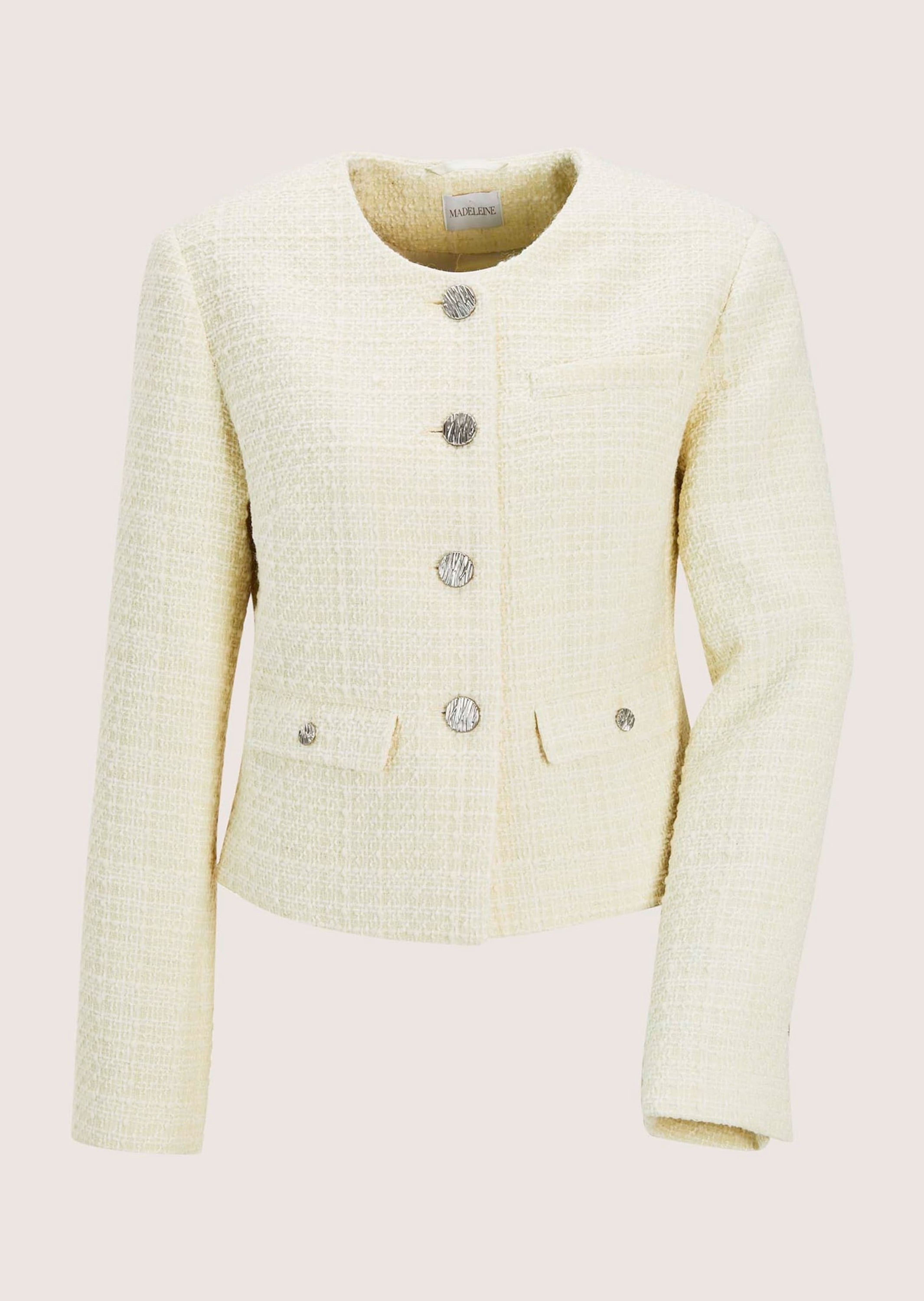 MADELEINE Jerseyblazer "Blazer Eleganter Tweed-Kurzblazer mit Metallknöpfen günstig online kaufen