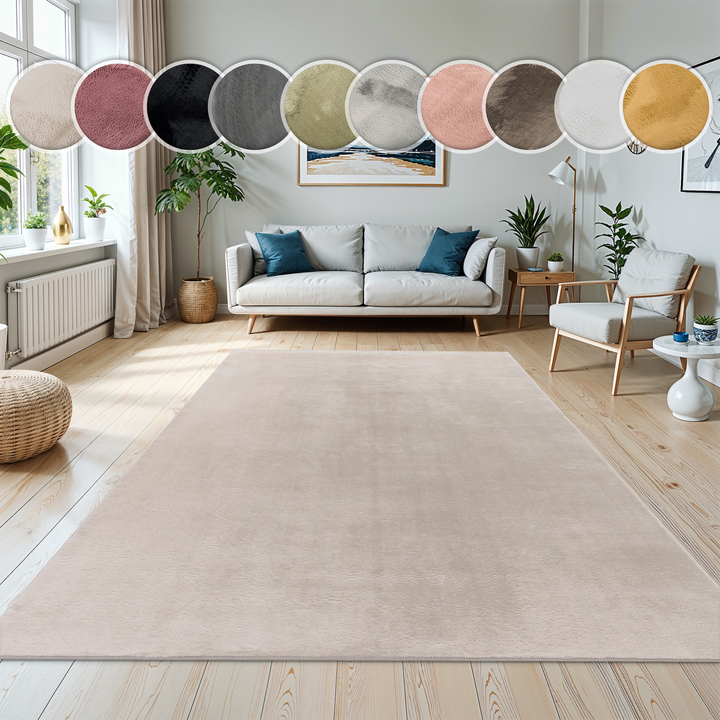Paco Home Fellteppich "Kunstfell Soft 380" rechteckig 14 mm Höhe Langflor, Kuschelteppich - besonders weich, Uni-Farben