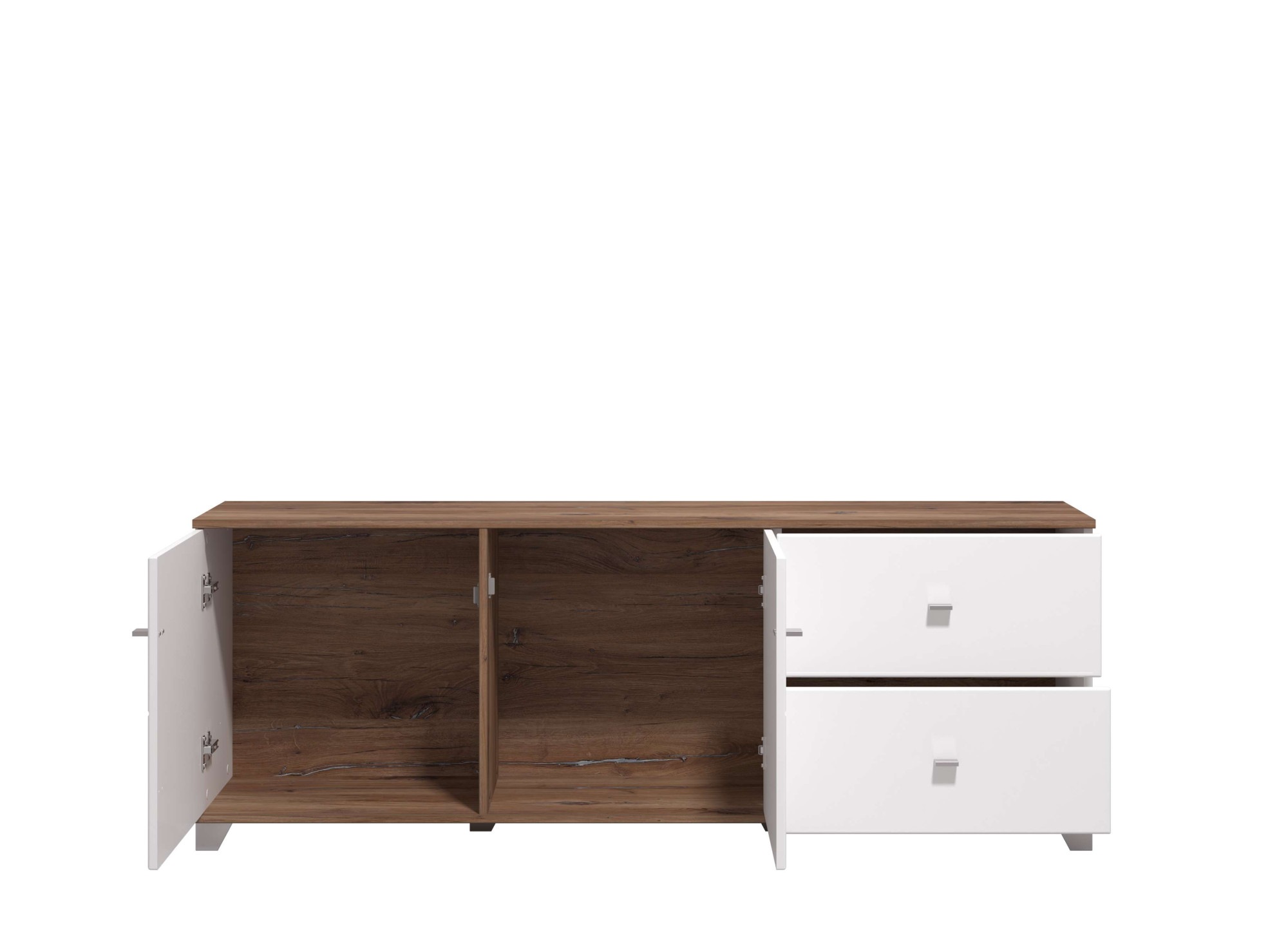 INOSIGN TV-Board »Burgundy Lowboard, TV-Schrank, TV-Ständer, Hochglanzfronten«, Hochglanzfronten und eine Innenausstattung in Flagstaff Eiche