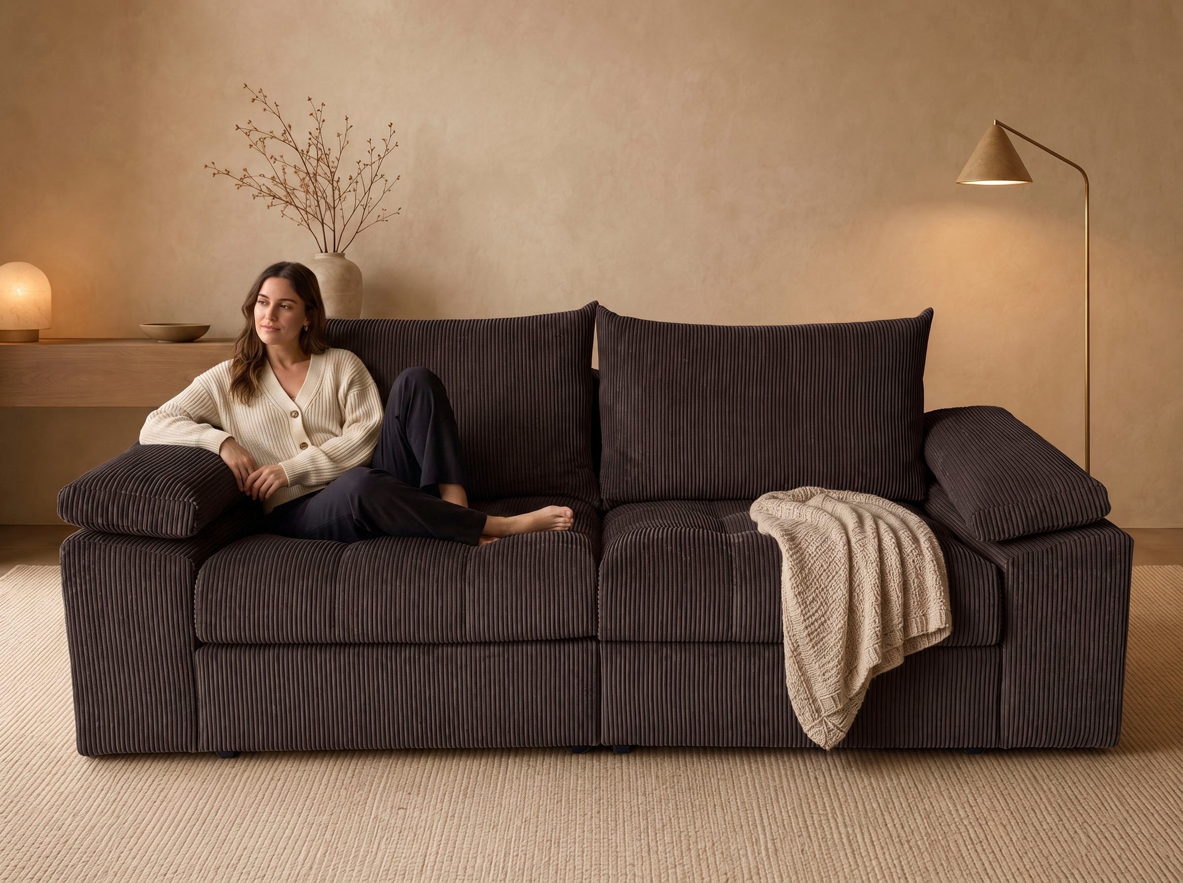 OTTO home Big-Sofa "Soft&Cosy Pik XL, B: 246 cm, Mega Sofa in Cord" Lounge-Komfort mit edler Sitzsteppung, Federkern