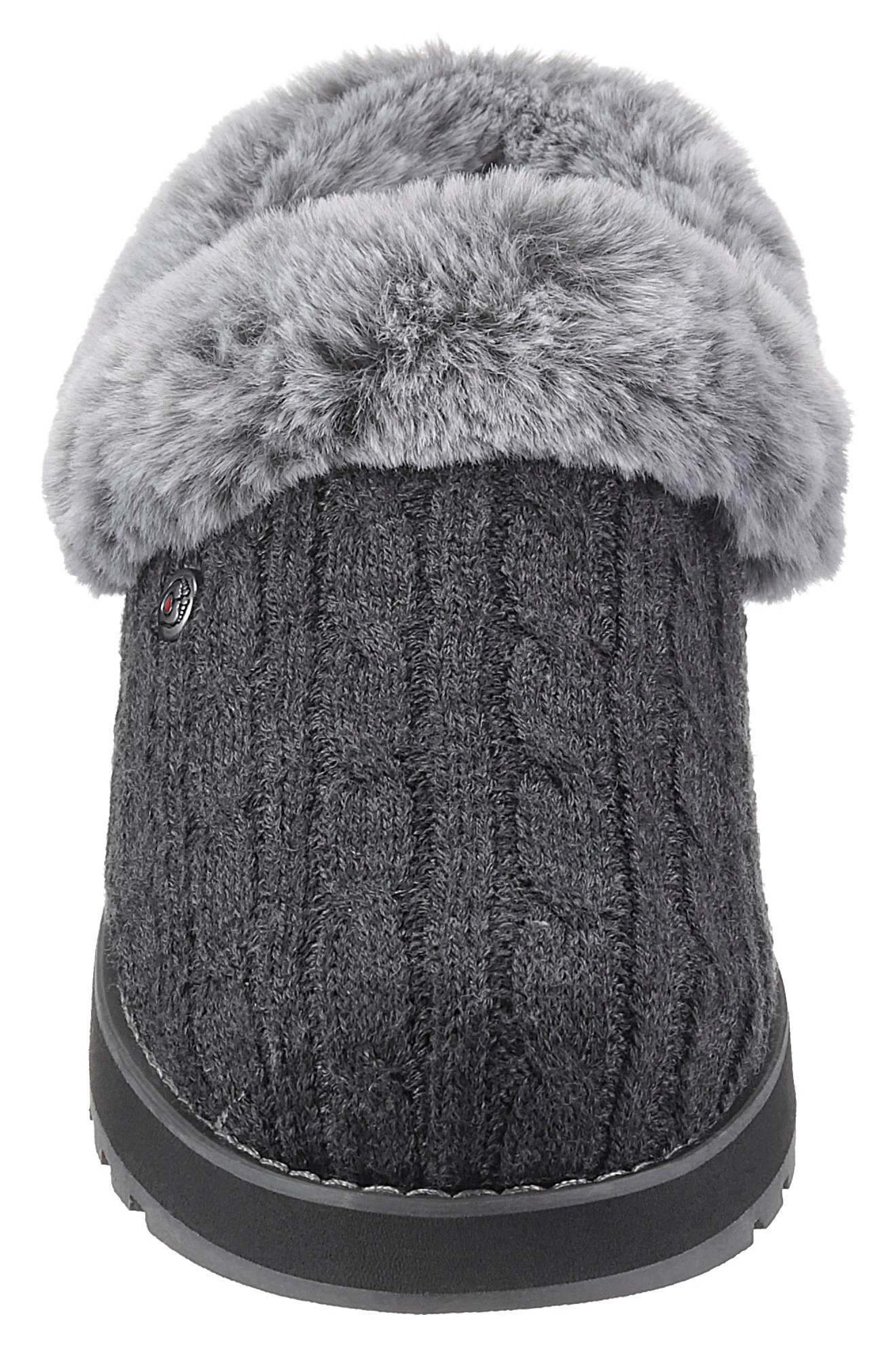 Pantoffel SKECHERS "KEEPSAKES - ICE ANGEL", Damen, Gr. 36, grau (dunkelgrau), Textil, Schuhe, Hausschuh in Strick-Optik 3