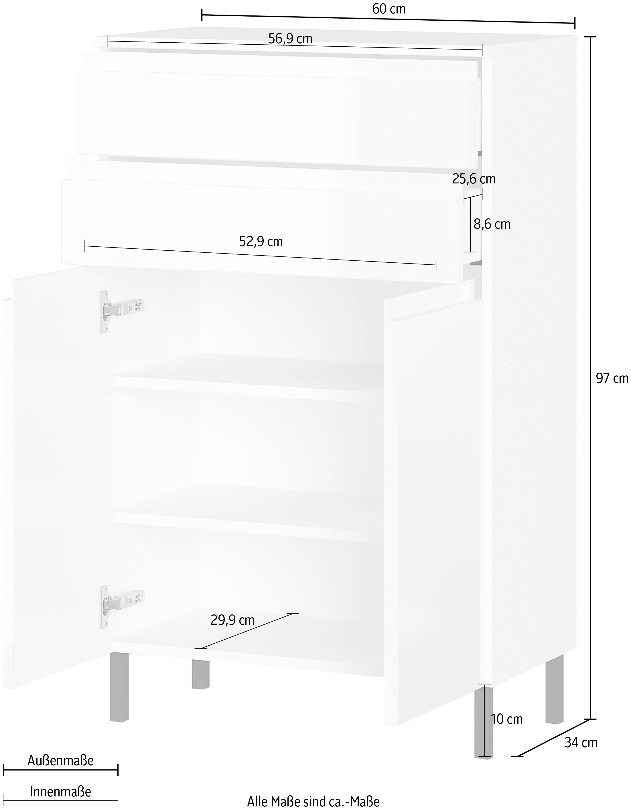 | Türen, Breite bestellen Badezimmerschrank, 2 2 Türdämpfer »Scantic«, Schubkästen, Badkommode 60 BAUR GERMANIA cm,