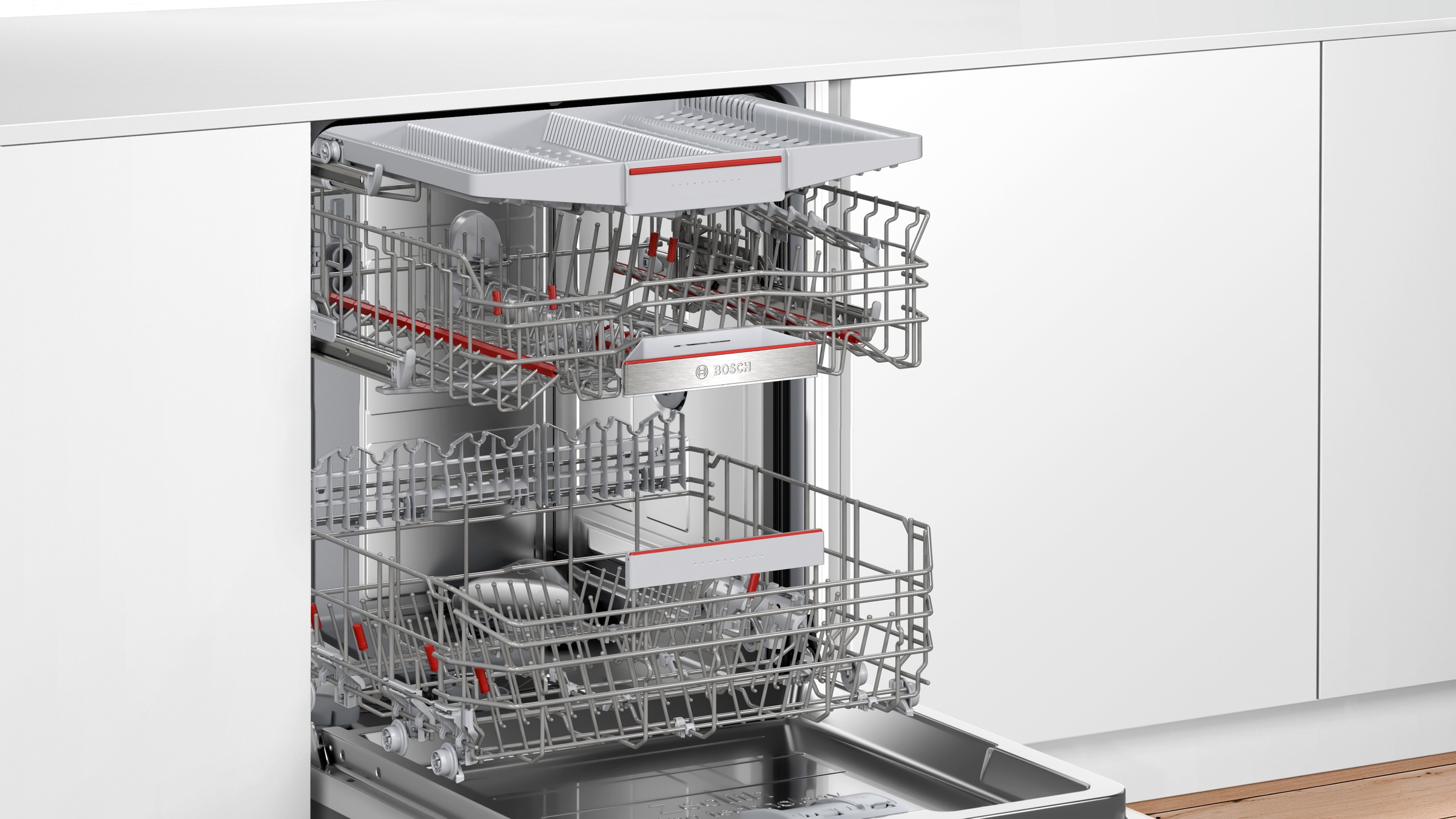 BOSCH Unterbaugeschirrspüler Serie 6 "SMU6ZCS16E" 14 Maßgedecke Mit 3-fach Rack Matic, flexible Körbe