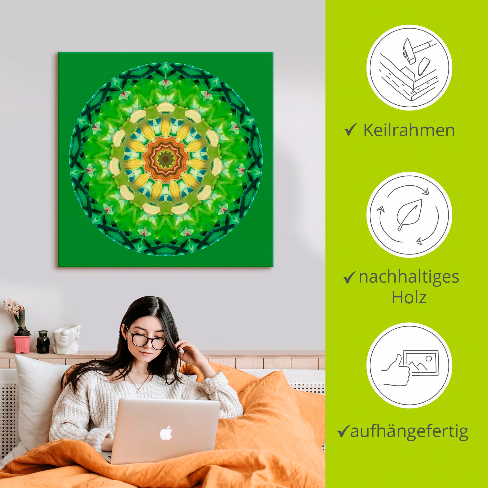 Artland Leinwandbild »Mandala II«, Muster, (1 St.), auf Keilrahmen gespannt