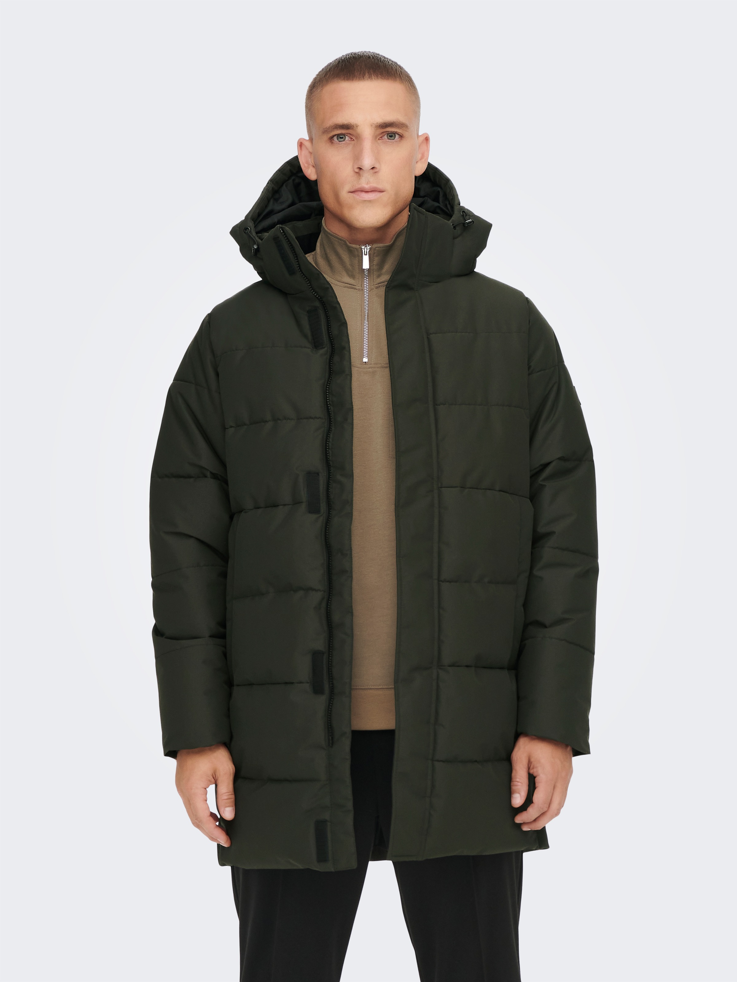 ONLY & SONS Steppjacke "ONSCARL LIFE LONG QUILTED COAT NOOS OTW" mit Kapuze günstig online kaufen
