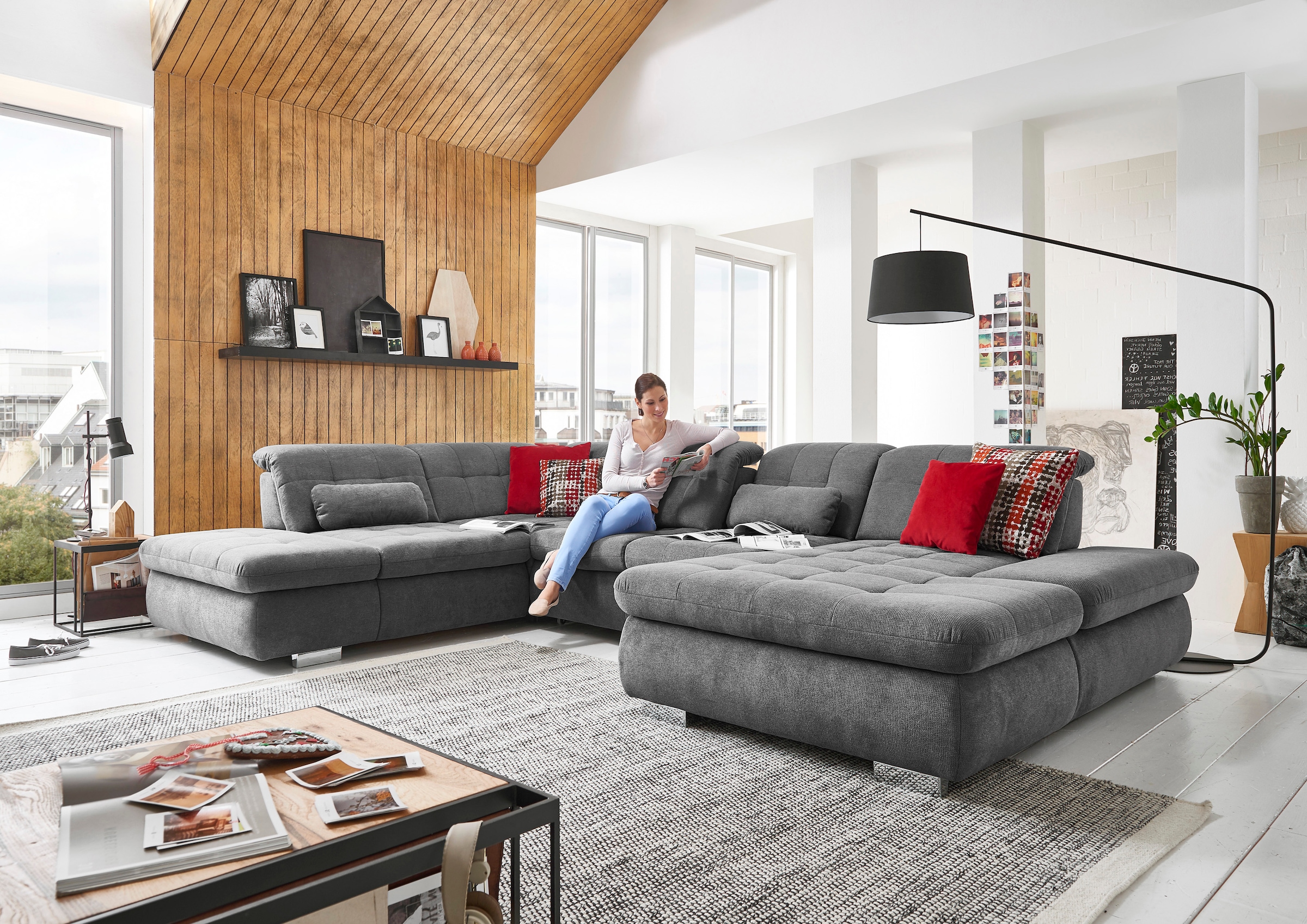 Die PlanBar Ecksofa "MP-IN17004 L-Form", wahlweise mit Funktionen, Federker günstig online kaufen
