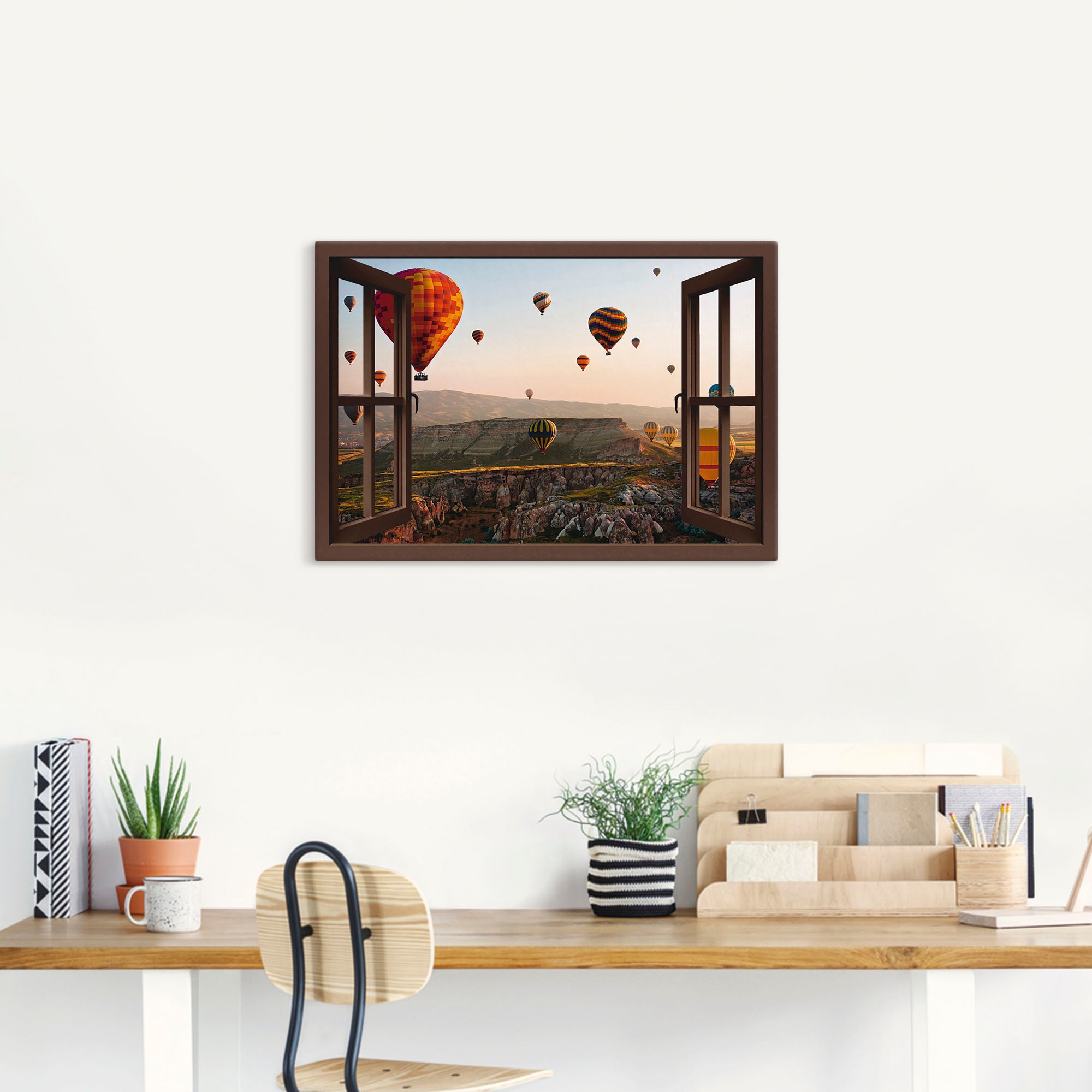 Artland Leinwandbild "Fensterblick Kappadokien Ballonfahrt" Ballonfahren 1 günstig online kaufen