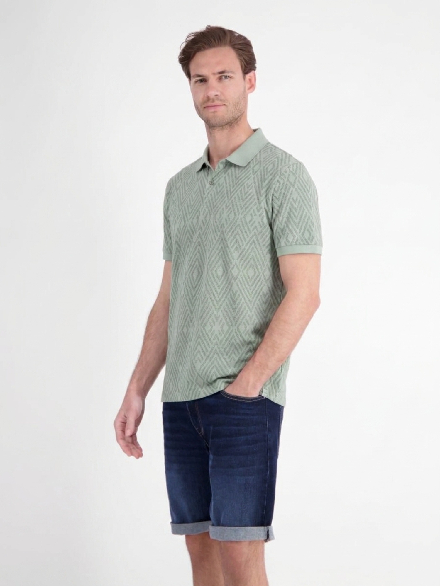 LERROS Poloshirt »Poloshirt mit rautenförmigem Jaquard-Muster in 2-Tone-Optik«